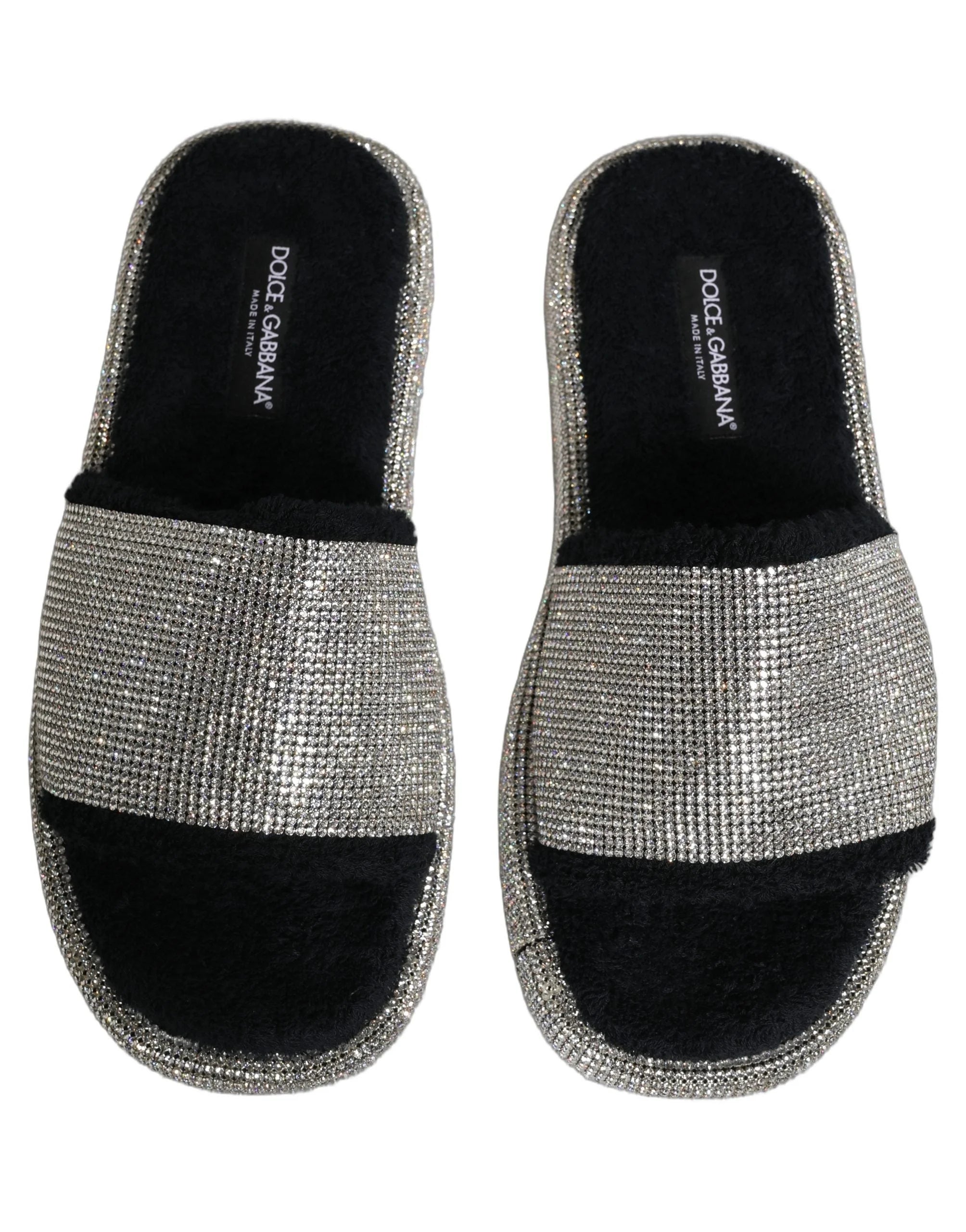 Dolce & Gabbana Schwarze Plateausandalen mit Kristallverzierung für Herren - EU44/US11
