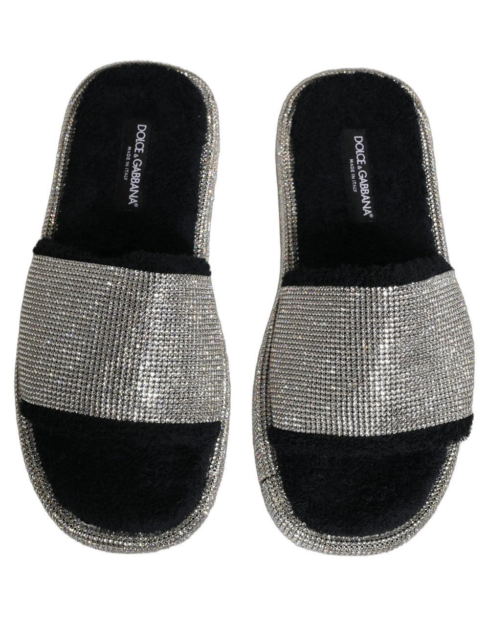 Dolce & Gabbana Schwarze Plateausandalen mit Kristallverzierung für Herren - EU44/US11
