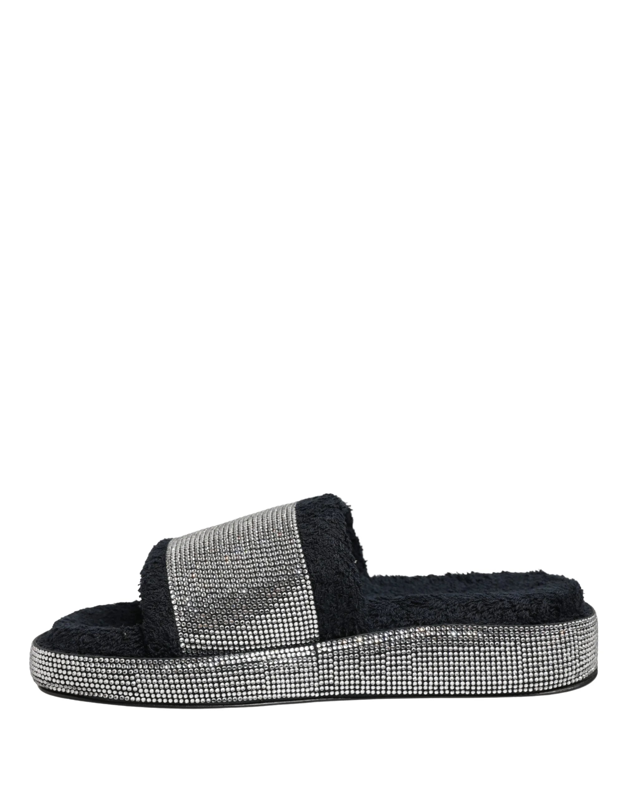 Dolce & Gabbana Sandálias Plataforma com Cristais Pretos - Sandálias