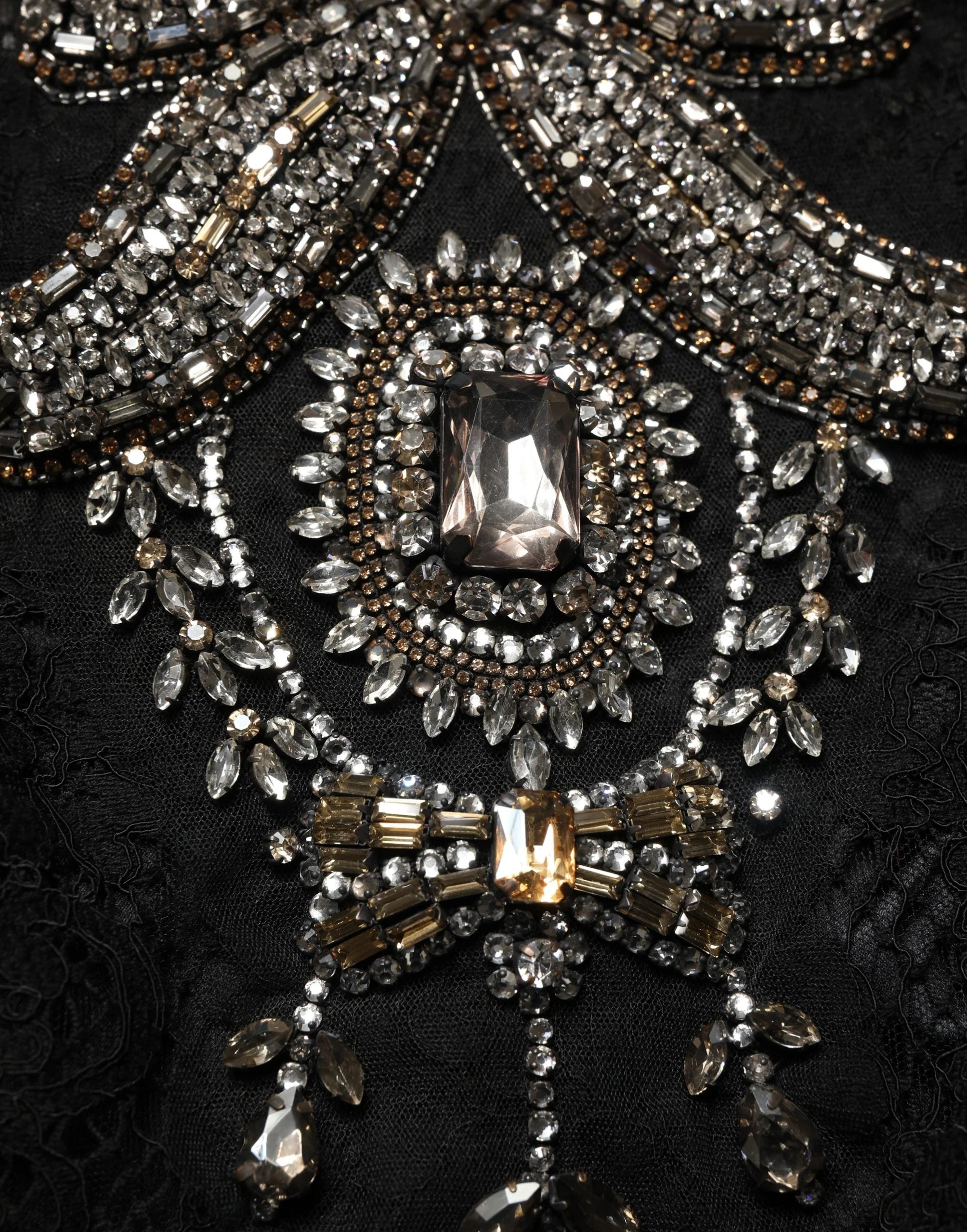 Dolce & Gabbana Black Crystal Embellished Sheath Midi Dress - IT40|S