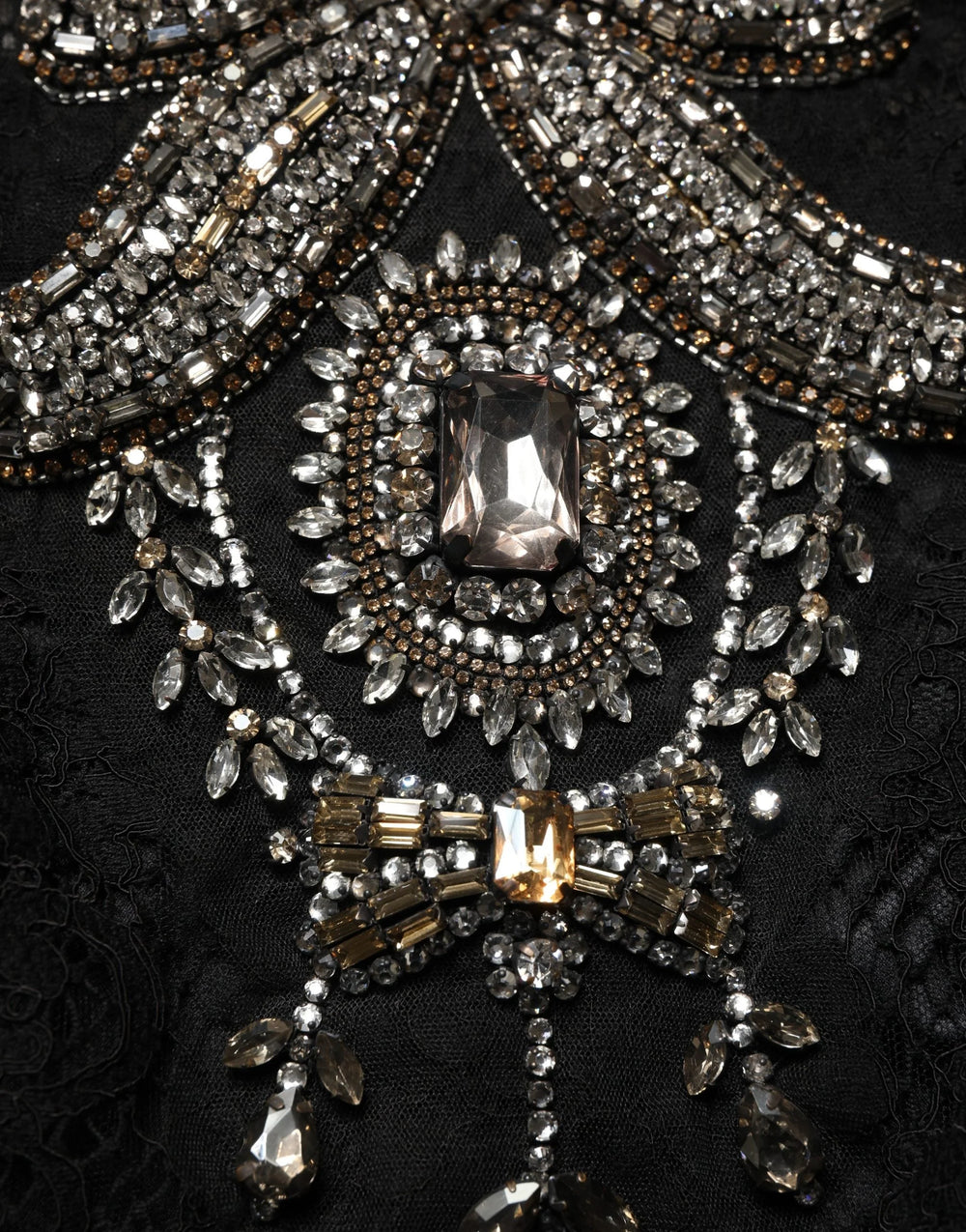 Dolce & Gabbana Black Crystal Embellished Sheath Midi Dress - IT40|S