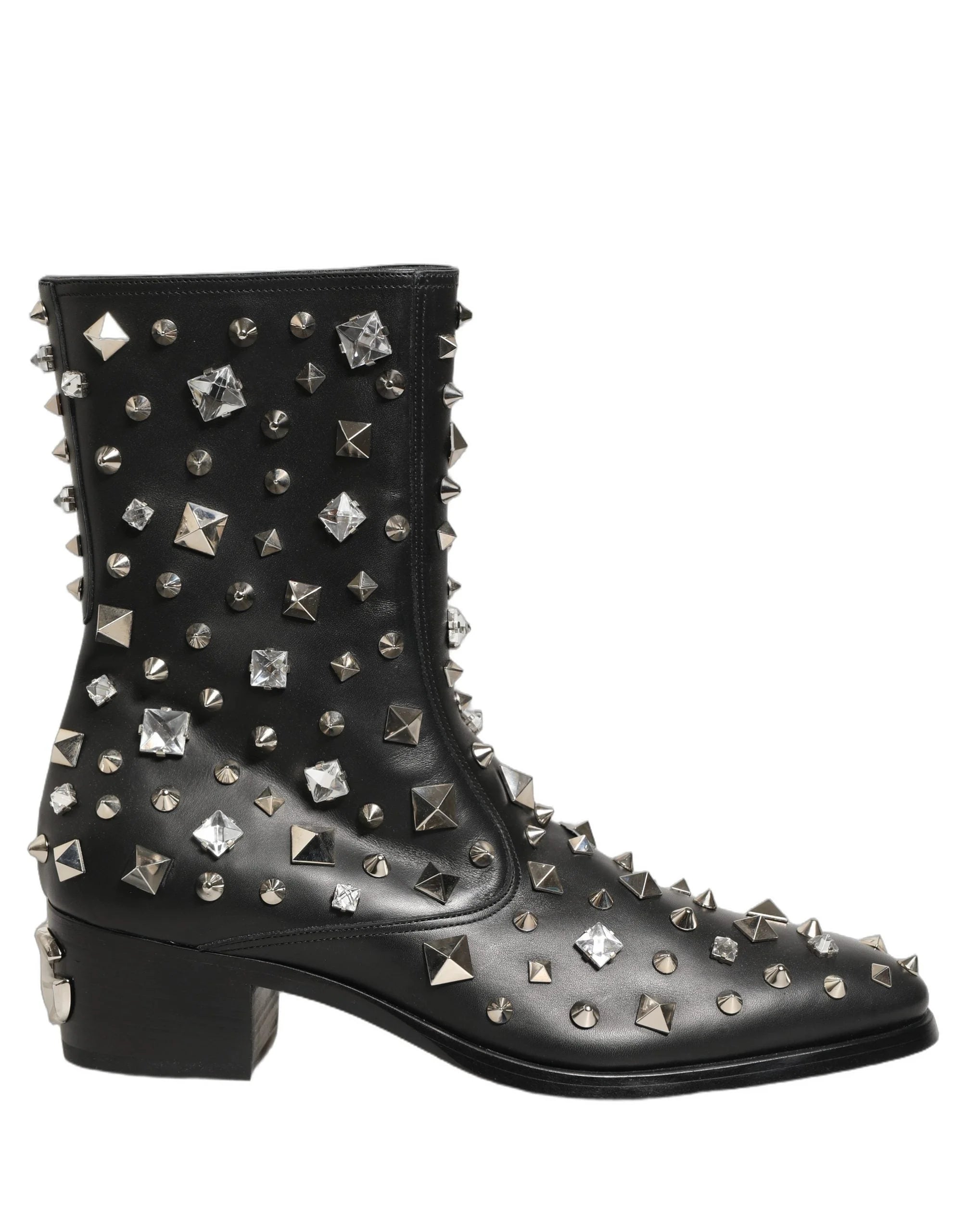 Dolce & Gabbana Mustat Kristallikoristeiset Lyhyet Saappaat – EU44/US11