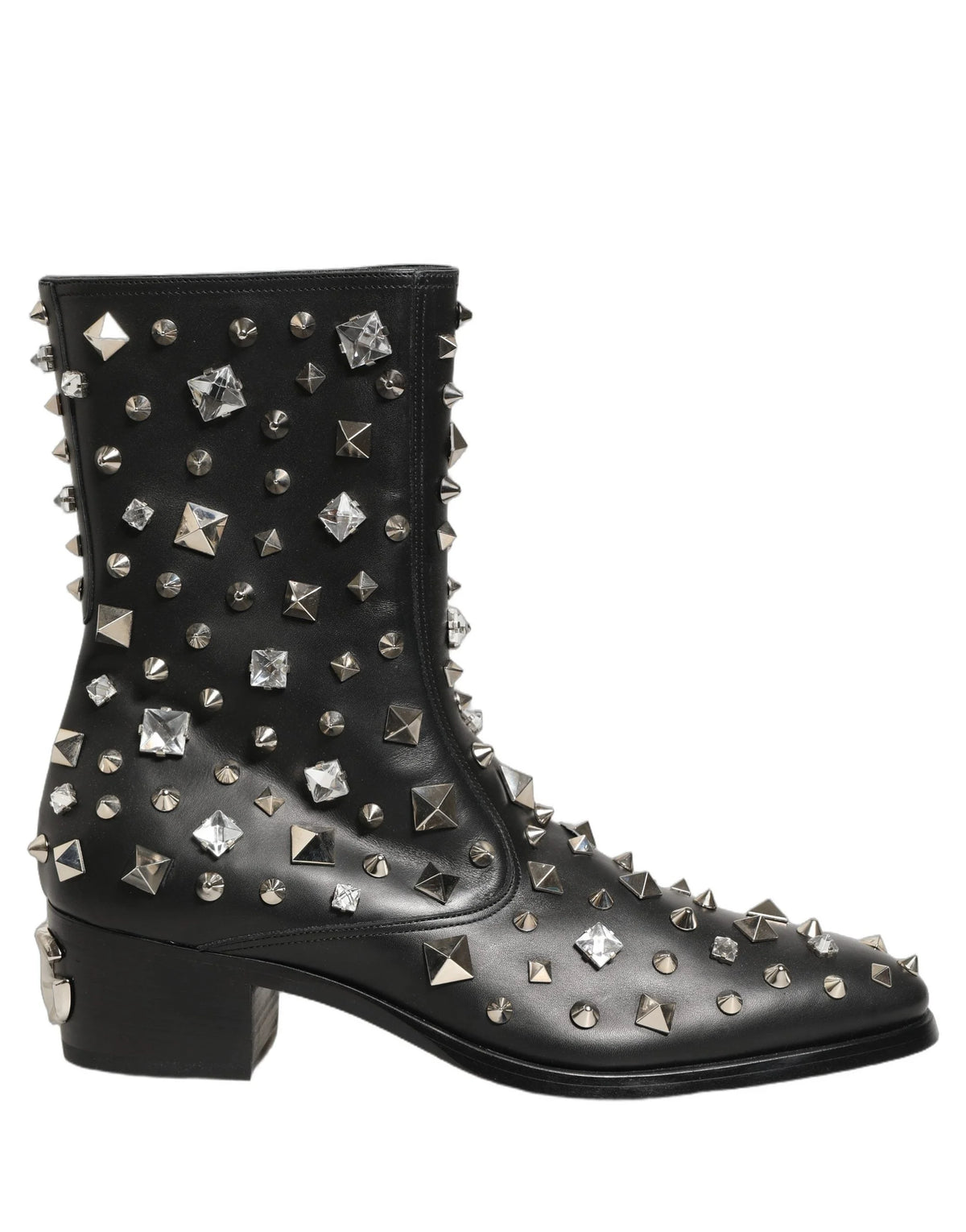 Dolce & Gabbana Mustat Kristallikoristeiset Lyhyet Saappaat – EU44/US11