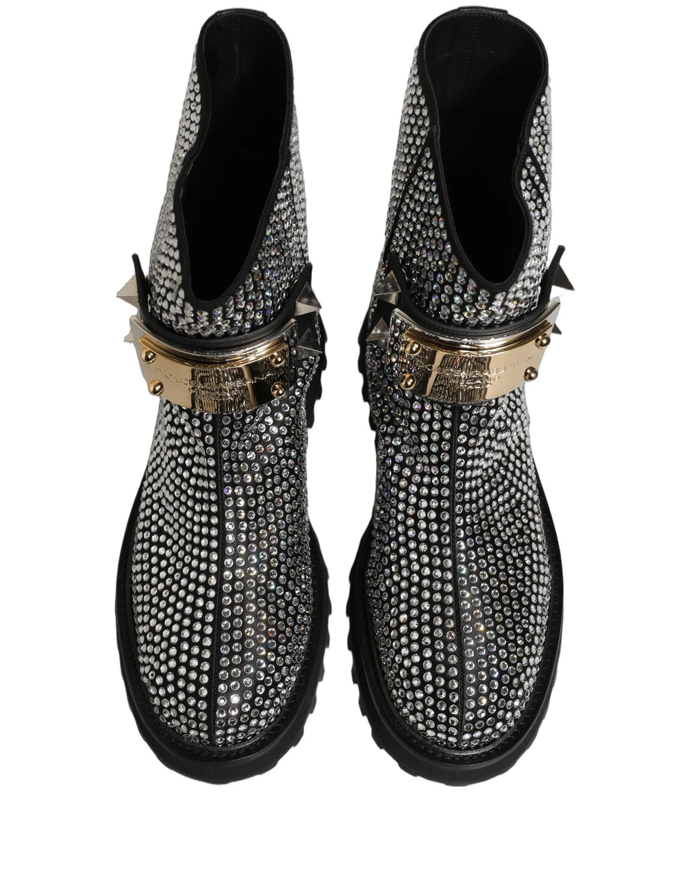 Dolce & Gabbana Botas Cortas Negras con Cristales - EU44/US11