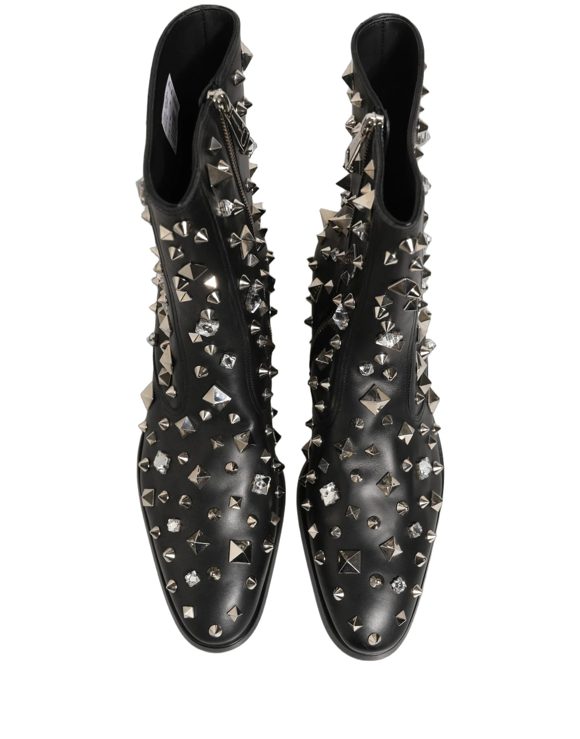 Dolce & Gabbana Mustat Kristallikoristeiset Lyhyet Saappaat – EU44/US11