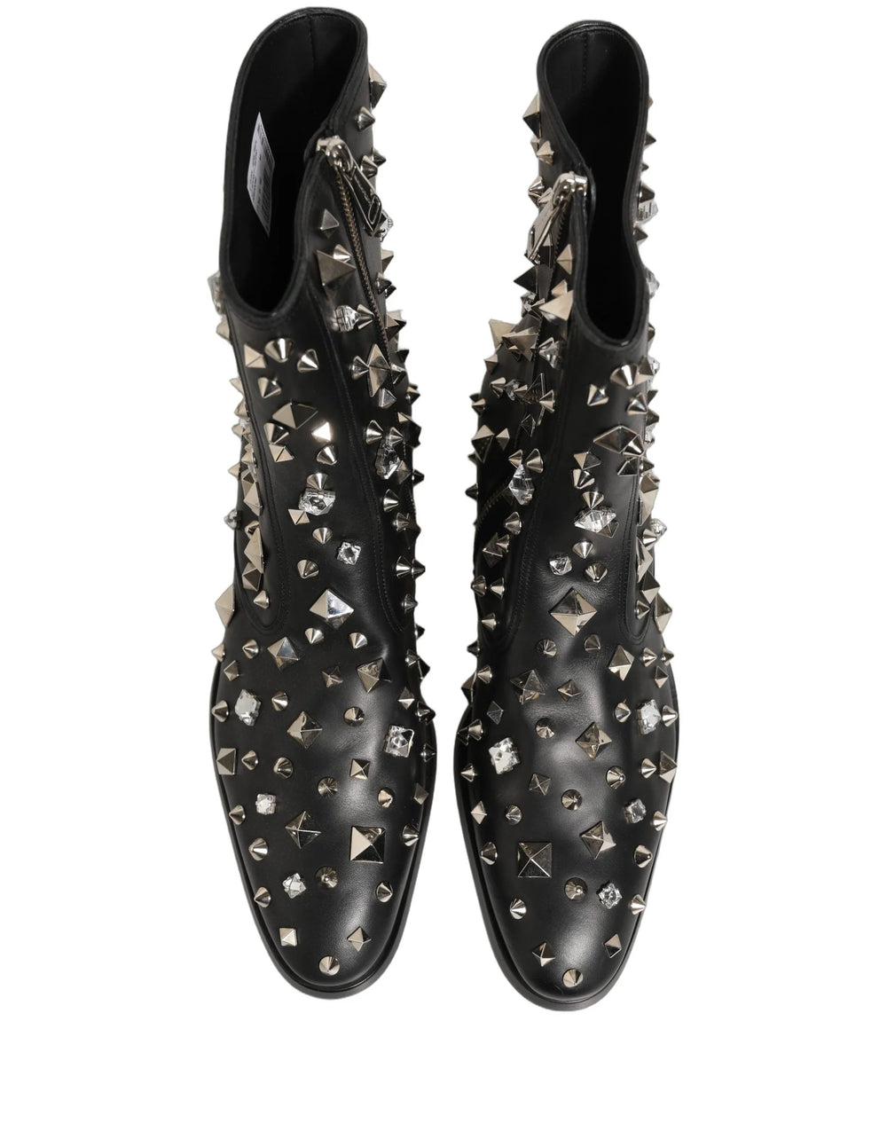 Dolce & Gabbana Mustat Kristallikoristeiset Lyhyet Saappaat – EU44/US11