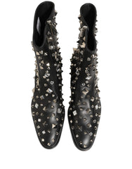 Dolce & Gabbana Mustat Kristallikoristeiset Lyhyet Saappaat – EU44/US11