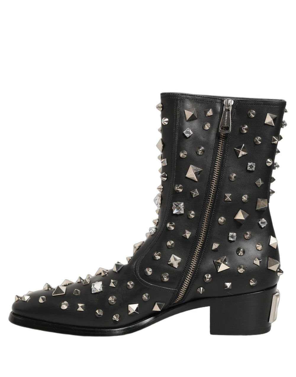 Dolce & Gabbana Mustat Kristallikoristeiset Lyhyet Saappaat – EU44/US11