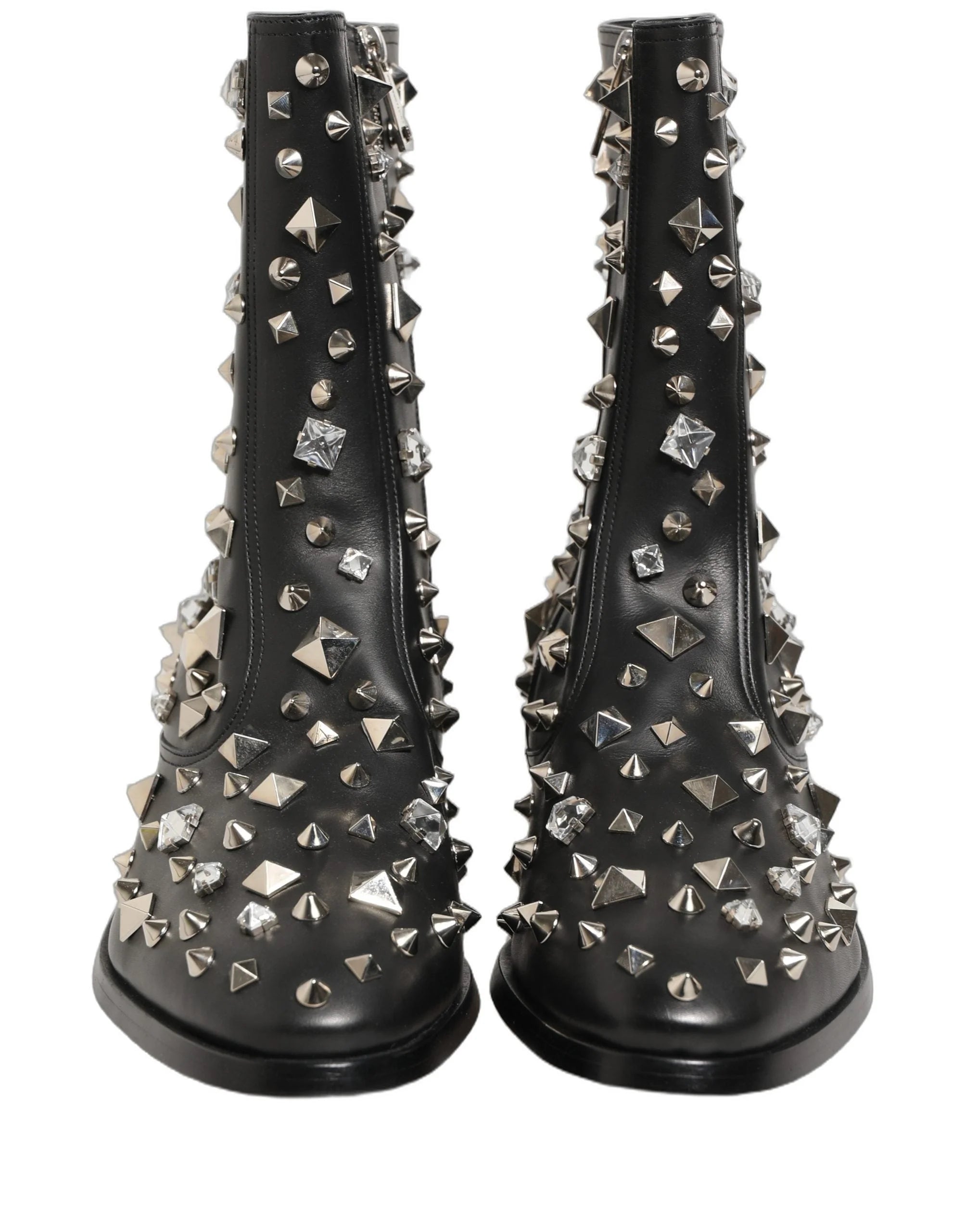 Dolce & Gabbana Mustat Kristallikoristeiset Lyhyet Saappaat – EU44/US11