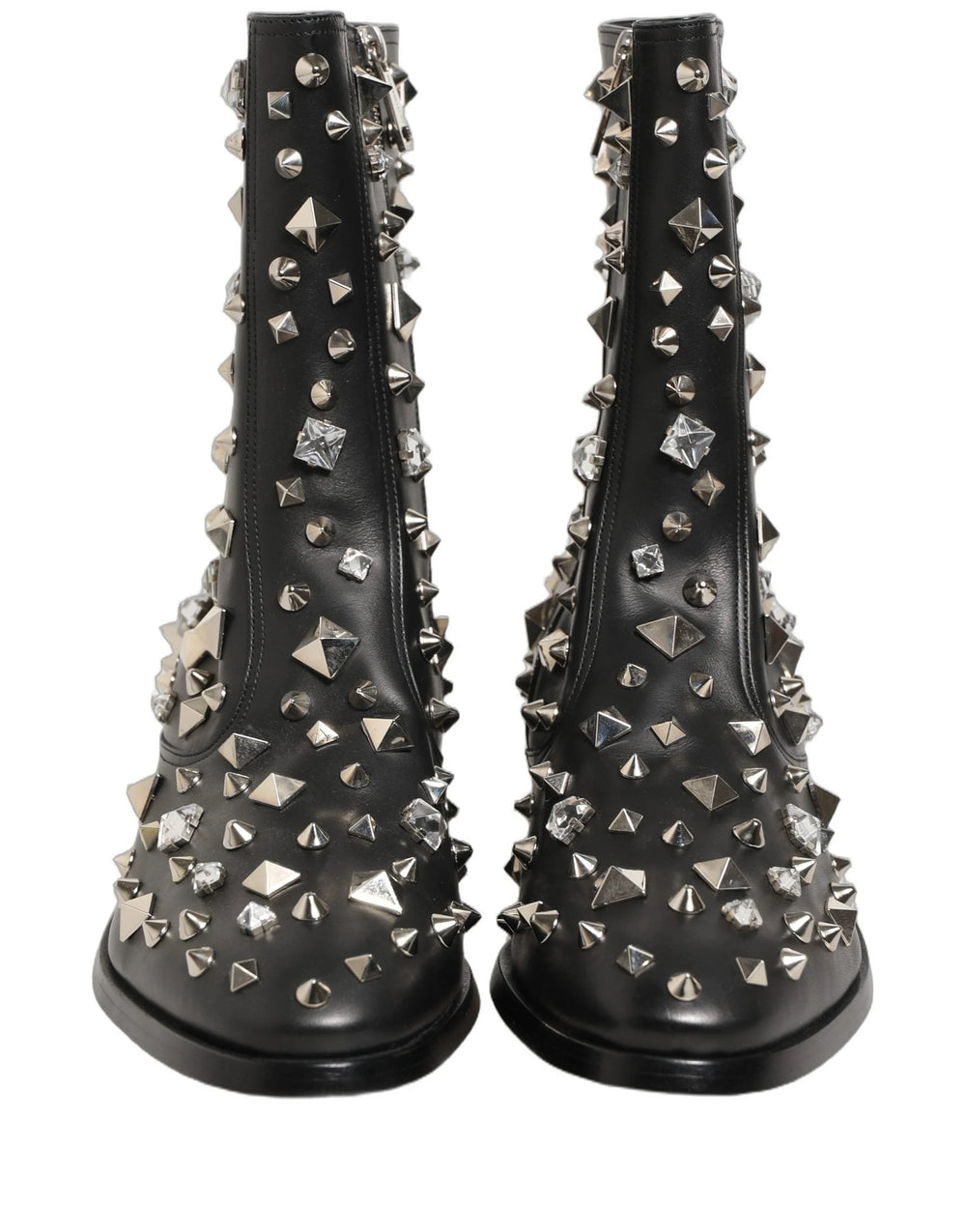 Dolce & Gabbana Mustat Kristallikoristeiset Lyhyet Saappaat – EU44/US11