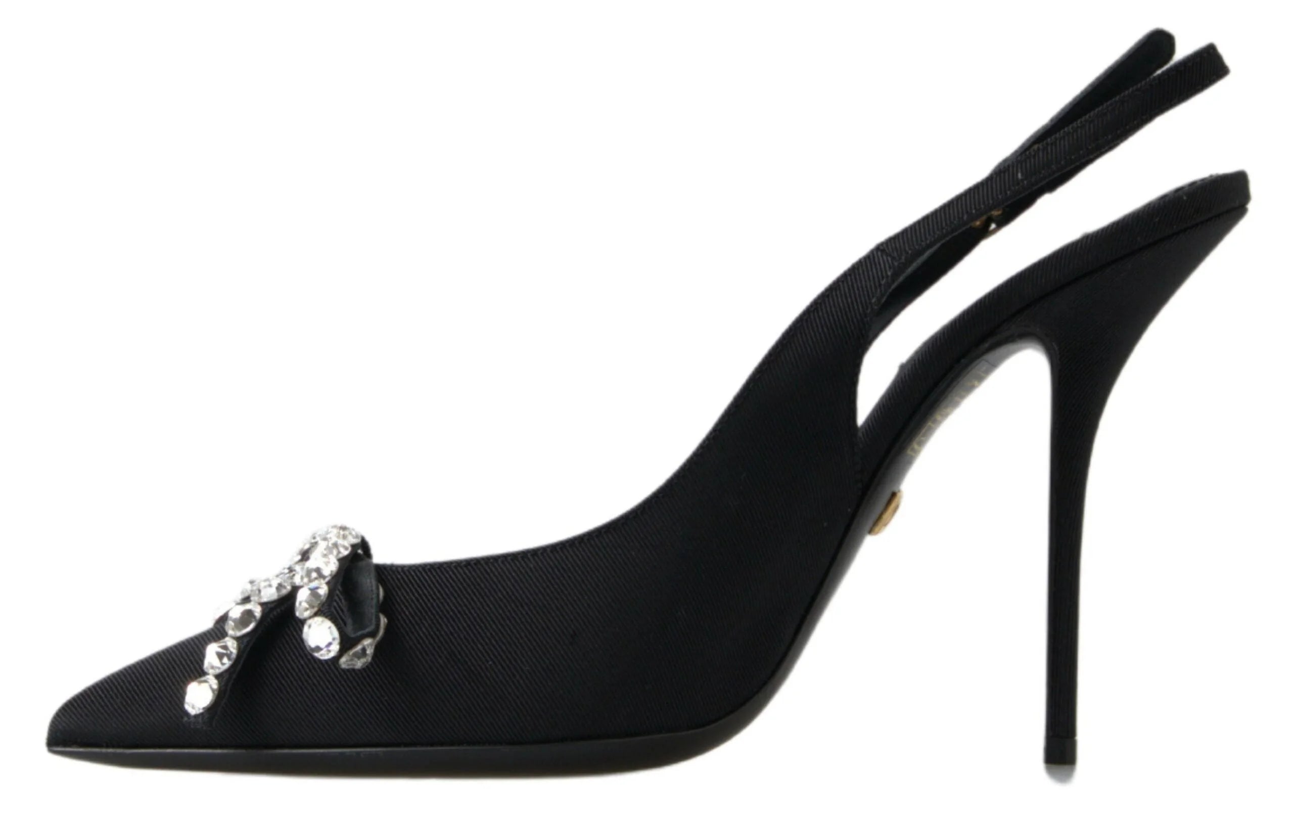 Dolce & Gabbana Black Crystal Embellished Slingback Heel Shoes - EU39.5/US9 - Heels