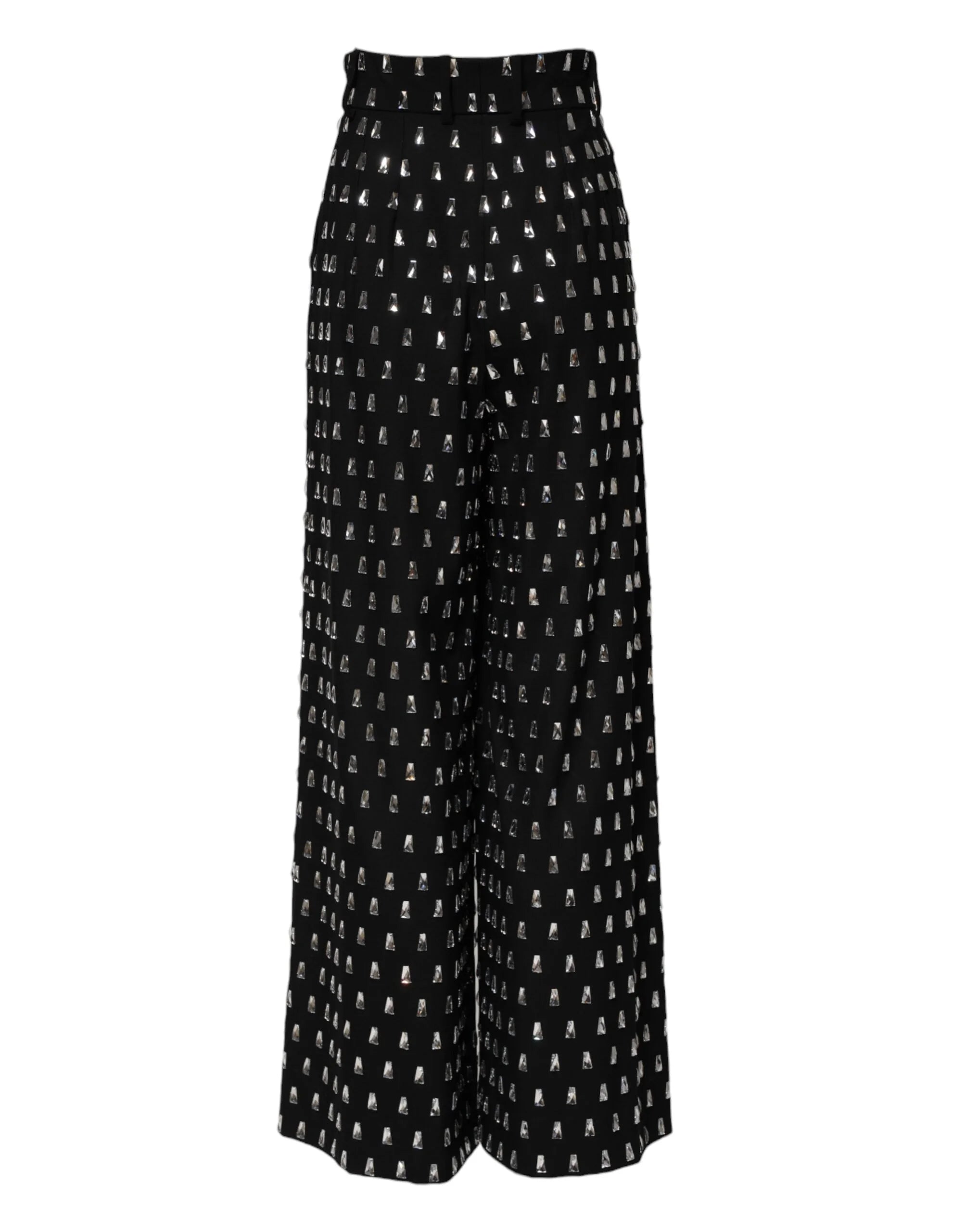 Dolce & Gabbana Black Crystal Embellished Wide Leg Pants - IT40|S - Trousers