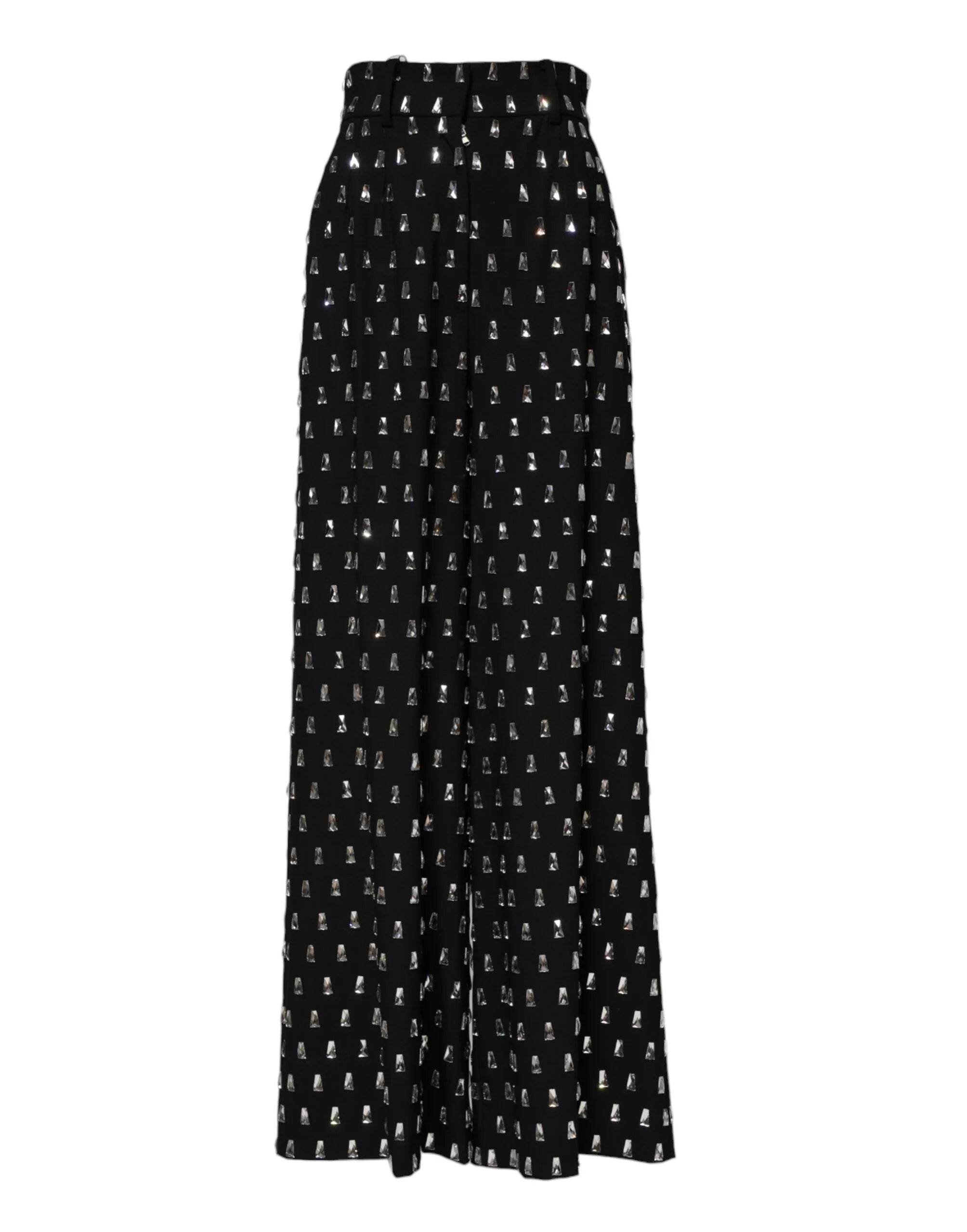 Dolce & Gabbana Black Crystal Embellished Wide Leg Pants - IT40|S - Trousers