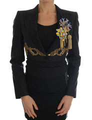 Dolce & Gabbana Black Crystal Fairy Tale Blazer Jacket - Coats & Jackets
