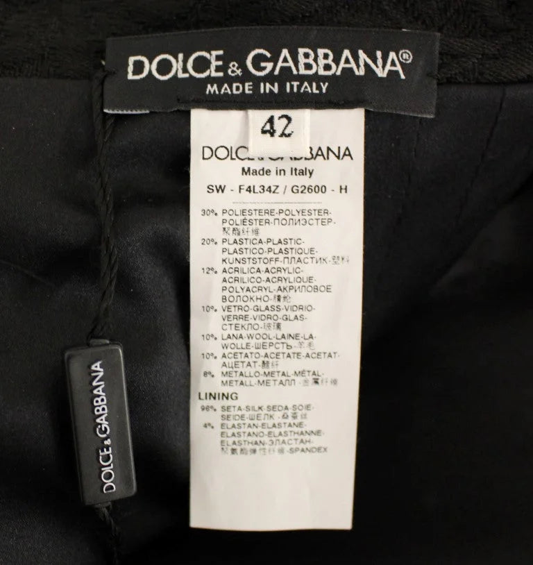 Dolce & Gabbana Black Crystal Handmade Above Knee Skirt - IT42|M - Skirts