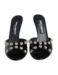 Dolce & Gabbana Black Crystal Heels Keira Sandals Shoes - EU39/US8.5 - Sandals