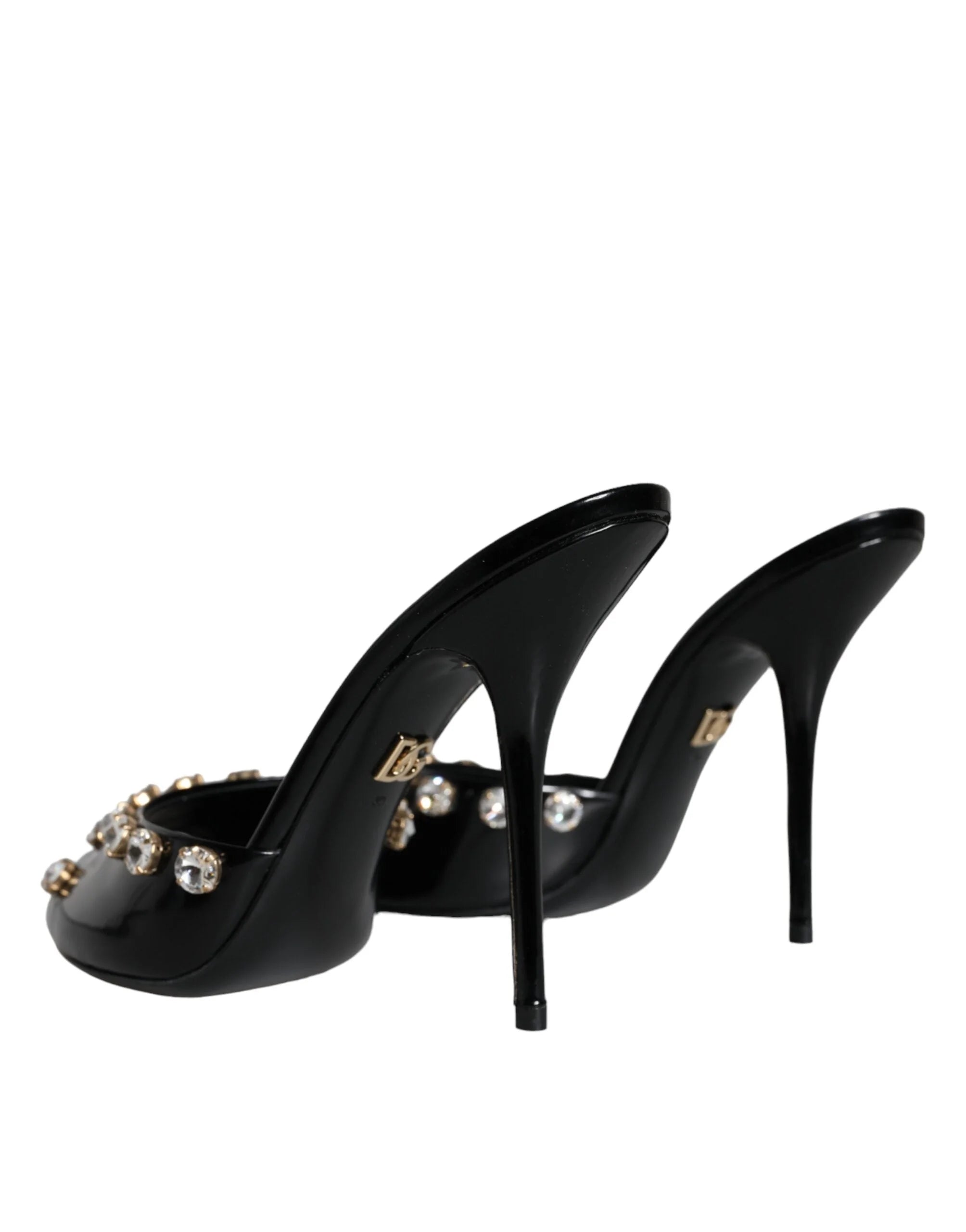 Dolce & Gabbana Black Crystal Heels Keira Sandals Shoes - EU39/US8.5 - Sandals