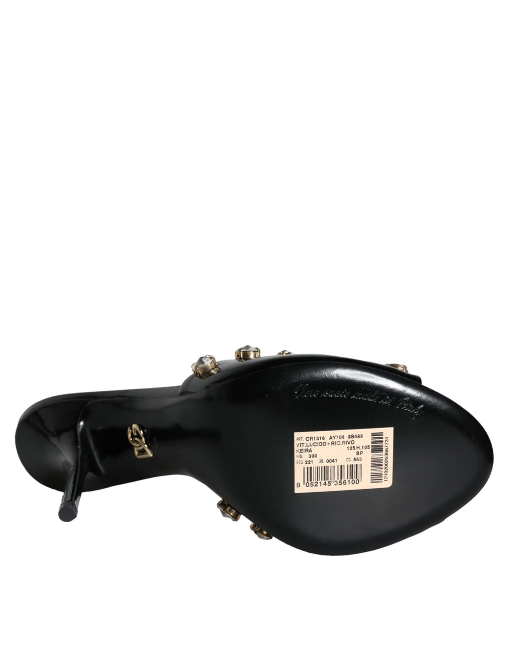 Dolce & Gabbana Black Crystal Heels Keira Sandals Shoes - EU39/US8.5 - Sandals