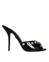 Dolce & Gabbana Black Crystal Heels Keira Sandals Shoes - EU39/US8.5 - Sandals