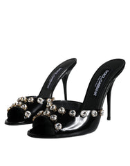 Dolce & Gabbana Black Crystal Heels Keira Sandals Shoes - EU39/US8.5 - Sandals