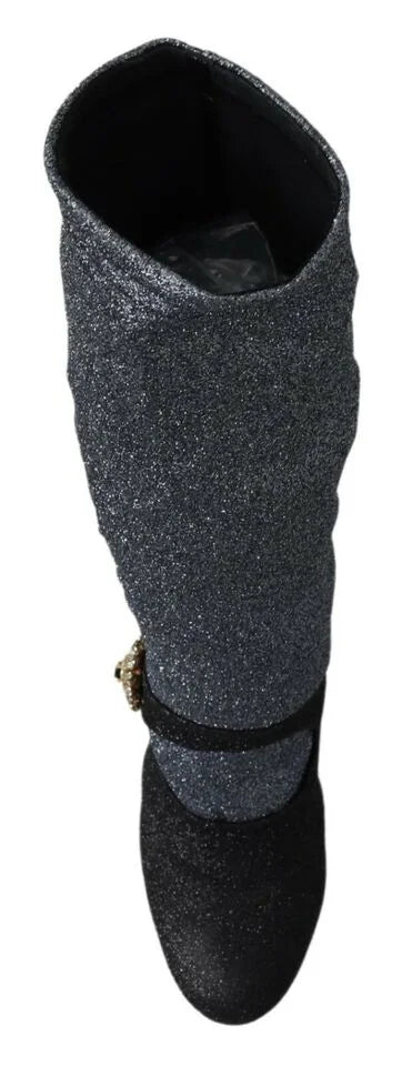 Dolce & Gabbana Black Crystal Mary Janes Booties Shoes - Boots