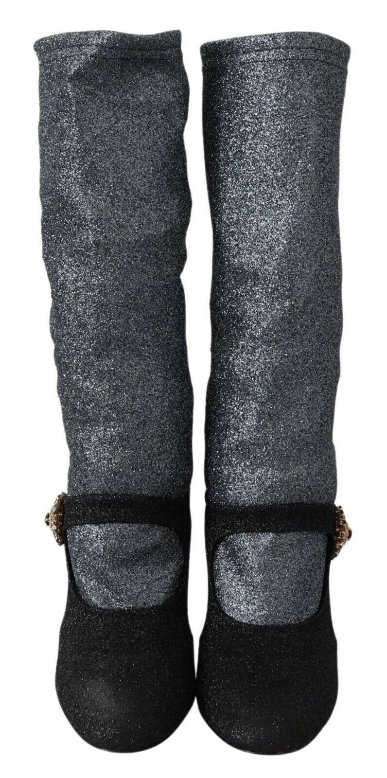 Dolce & Gabbana Black Crystal Mary Janes Booties Shoes - Boots