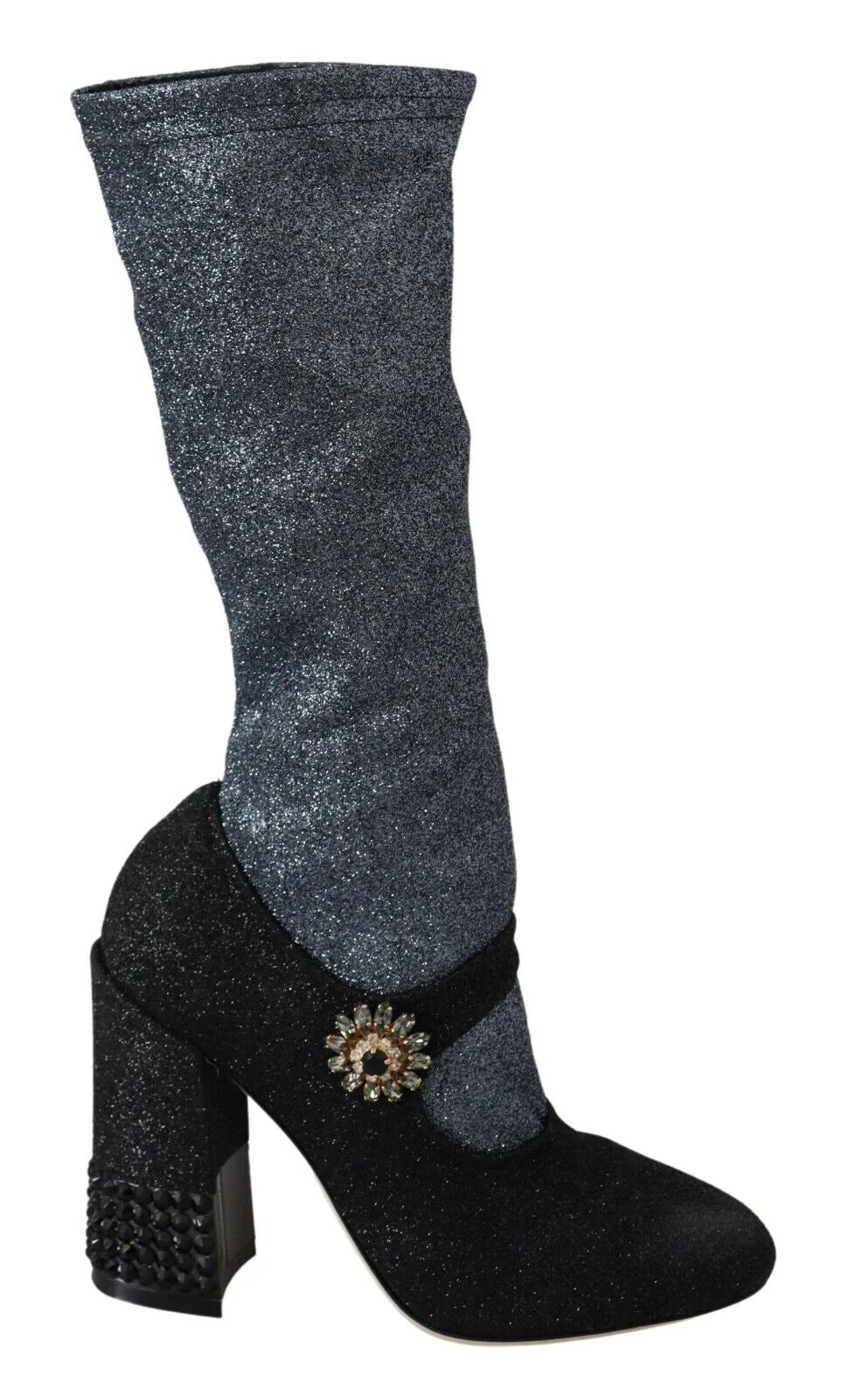 Dolce & Gabbana Black Crystal Mary Janes Booties Shoes - Boots