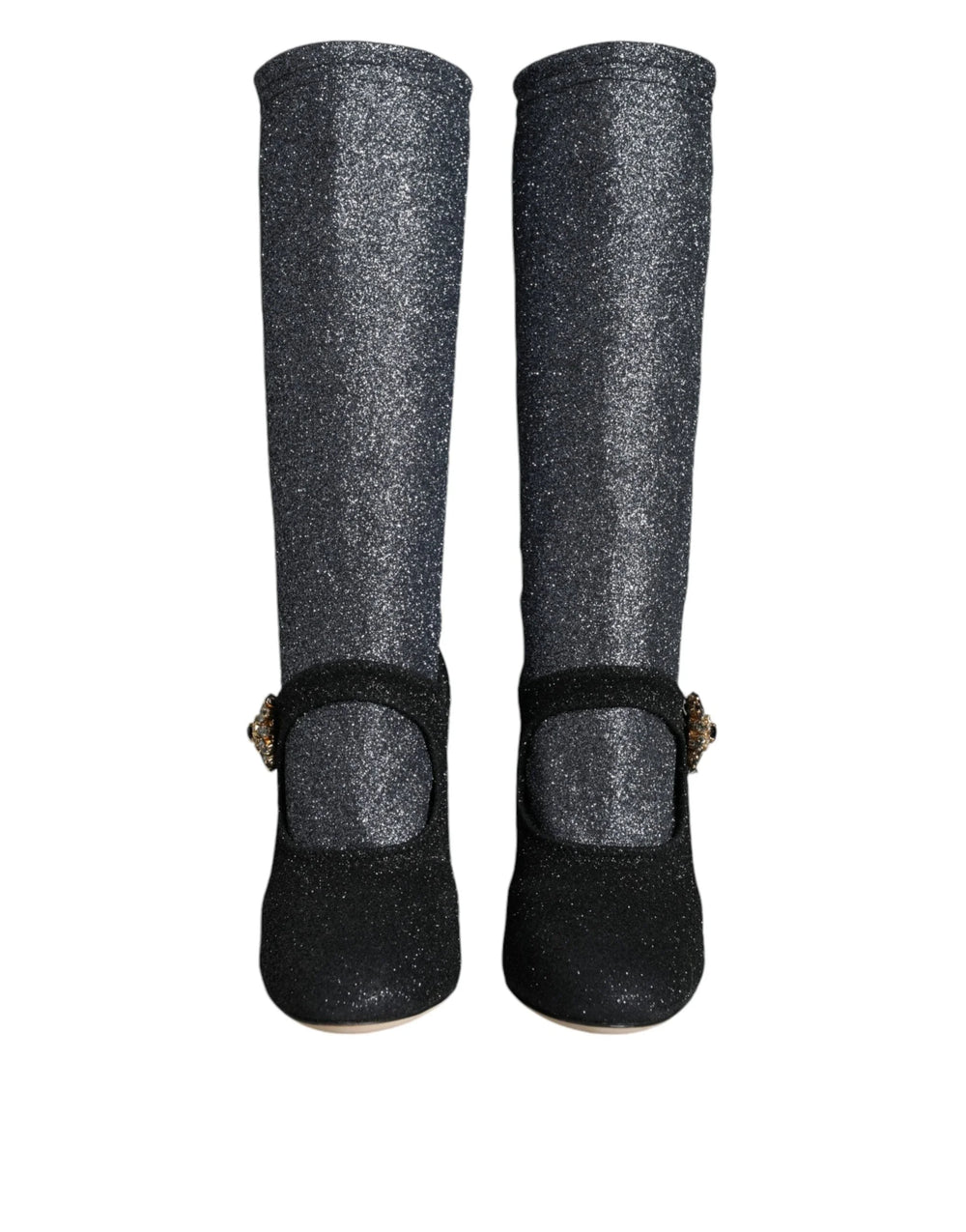 Dolce & Gabbana Black Crystal Mary Janes Booties Shoes - Boots