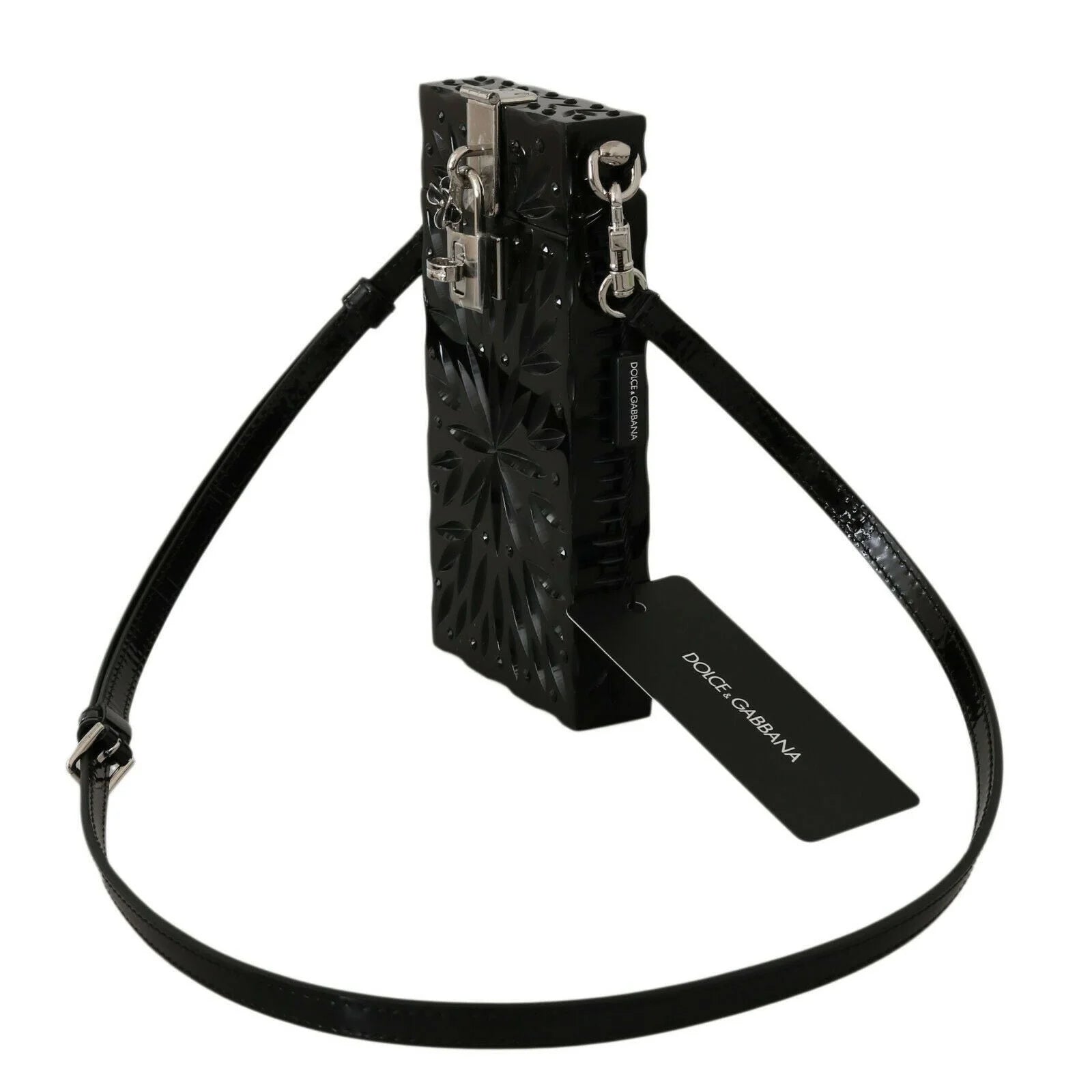Dolce & Gabbana Black Crystal Plexiglass Cross Cigarette Case Holder - Cross Body Bags
