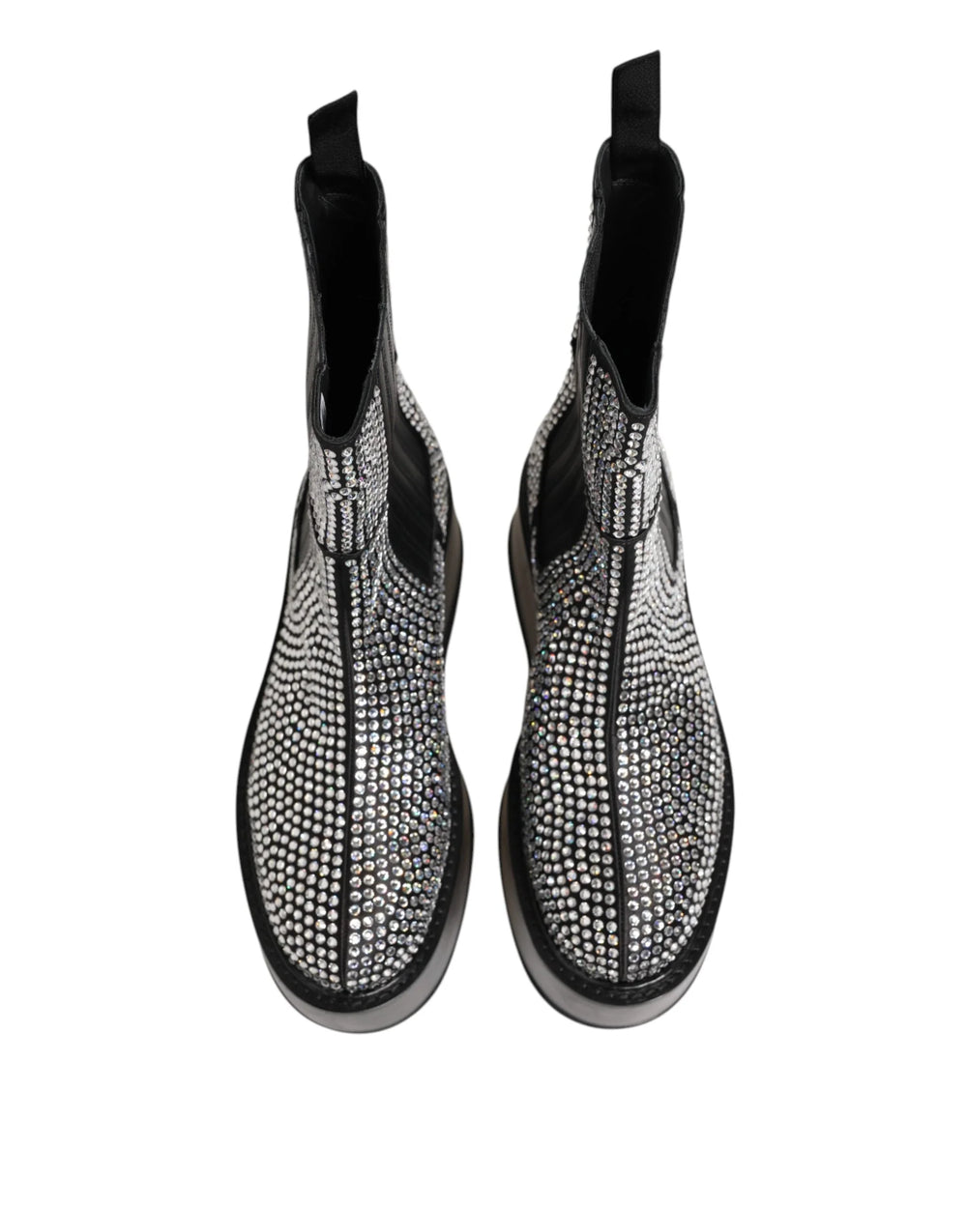 Dolce & Gabbana Black Crystal Strass Mid Calf Short Boots Shoes - EU44/US11 - Boots