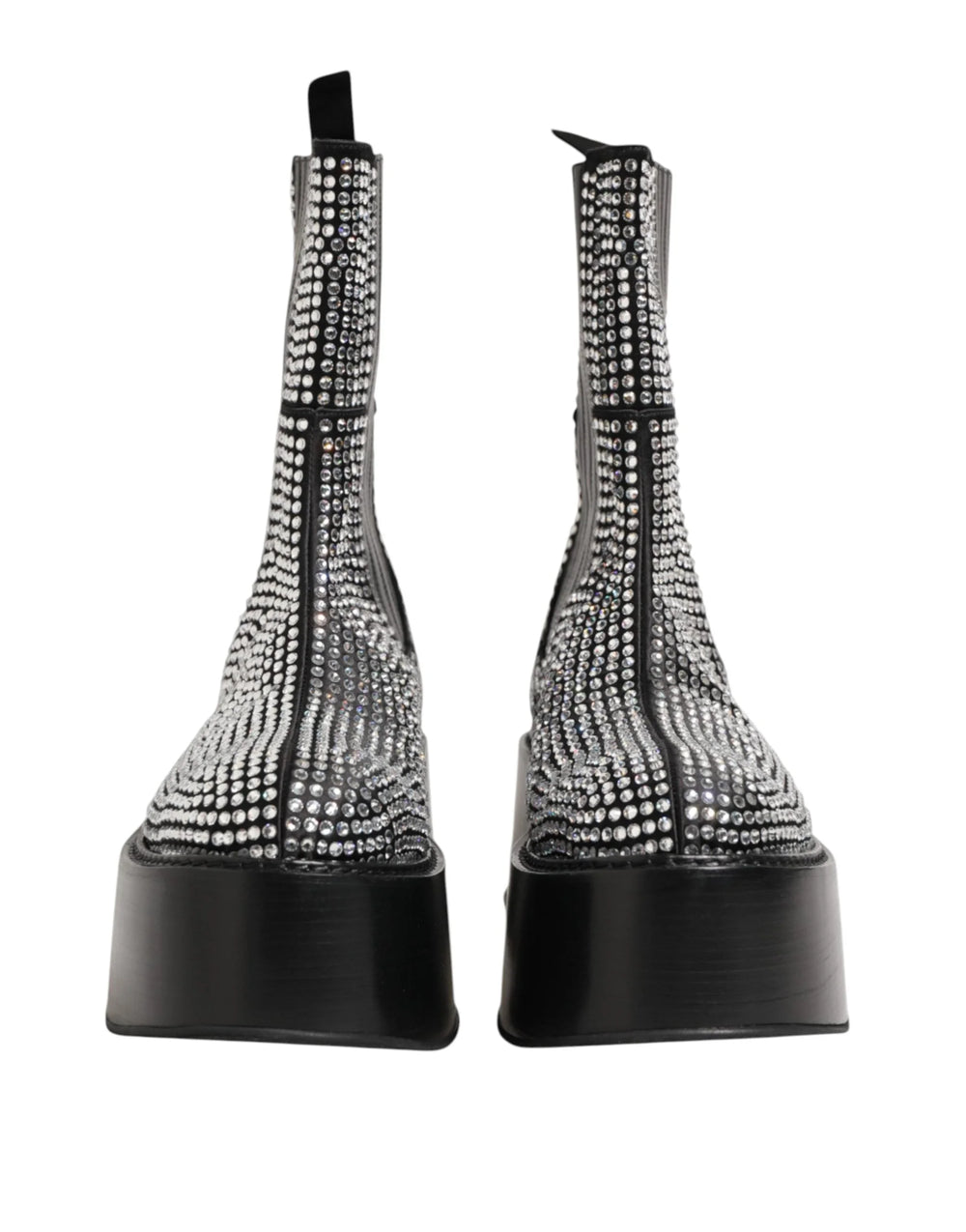 Dolce & Gabbana Black Crystal Strass Mid Calf Short Boots Shoes - EU44/US11