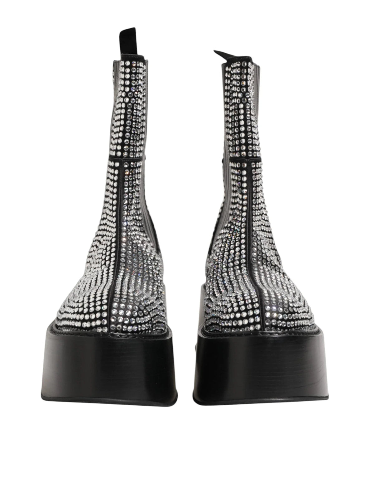 Dolce & Gabbana Black Crystal Strass Mid Calf Short Boots Shoes - EU44/US11