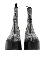 Dolce & Gabbana Black Crystal Strass Mid Calf Short Boots Shoes - EU44/US11