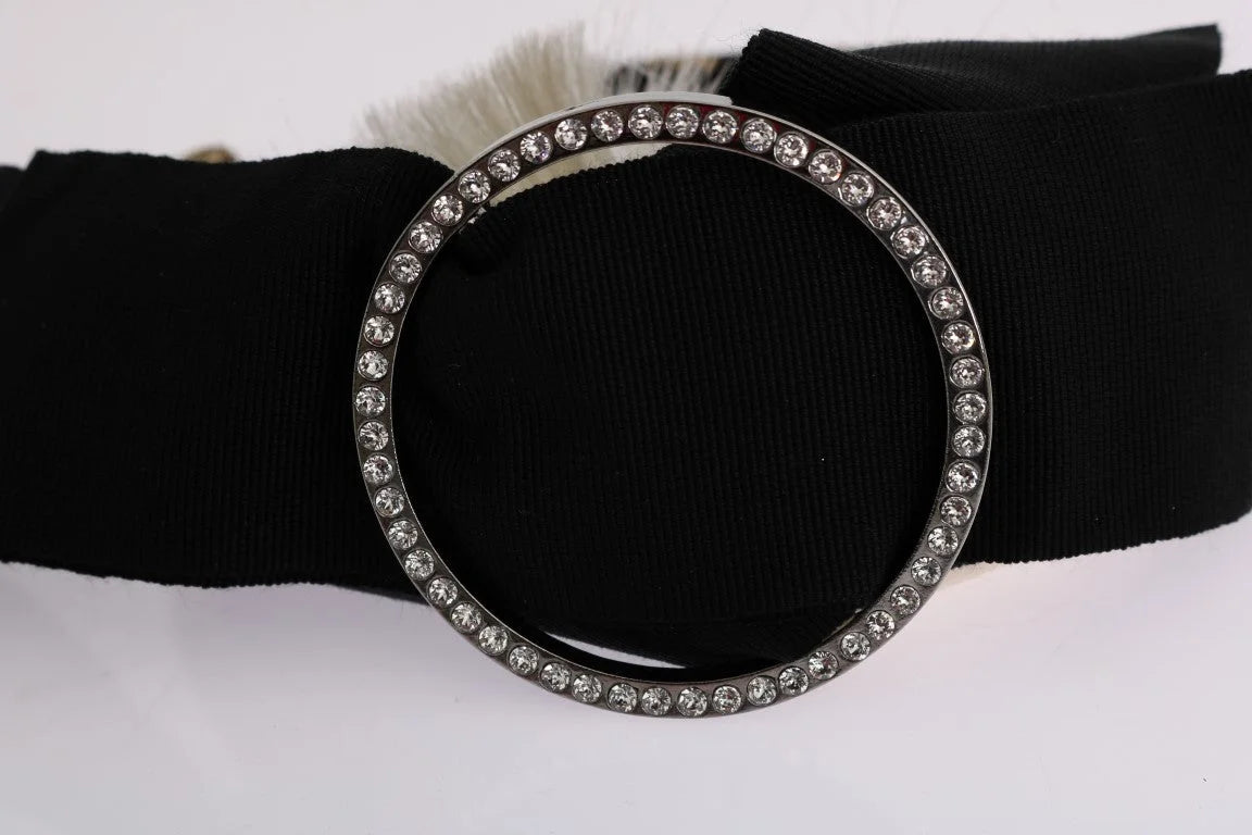 Dolce & Gabbana Black Crystal White Diadem Headband - Headbands