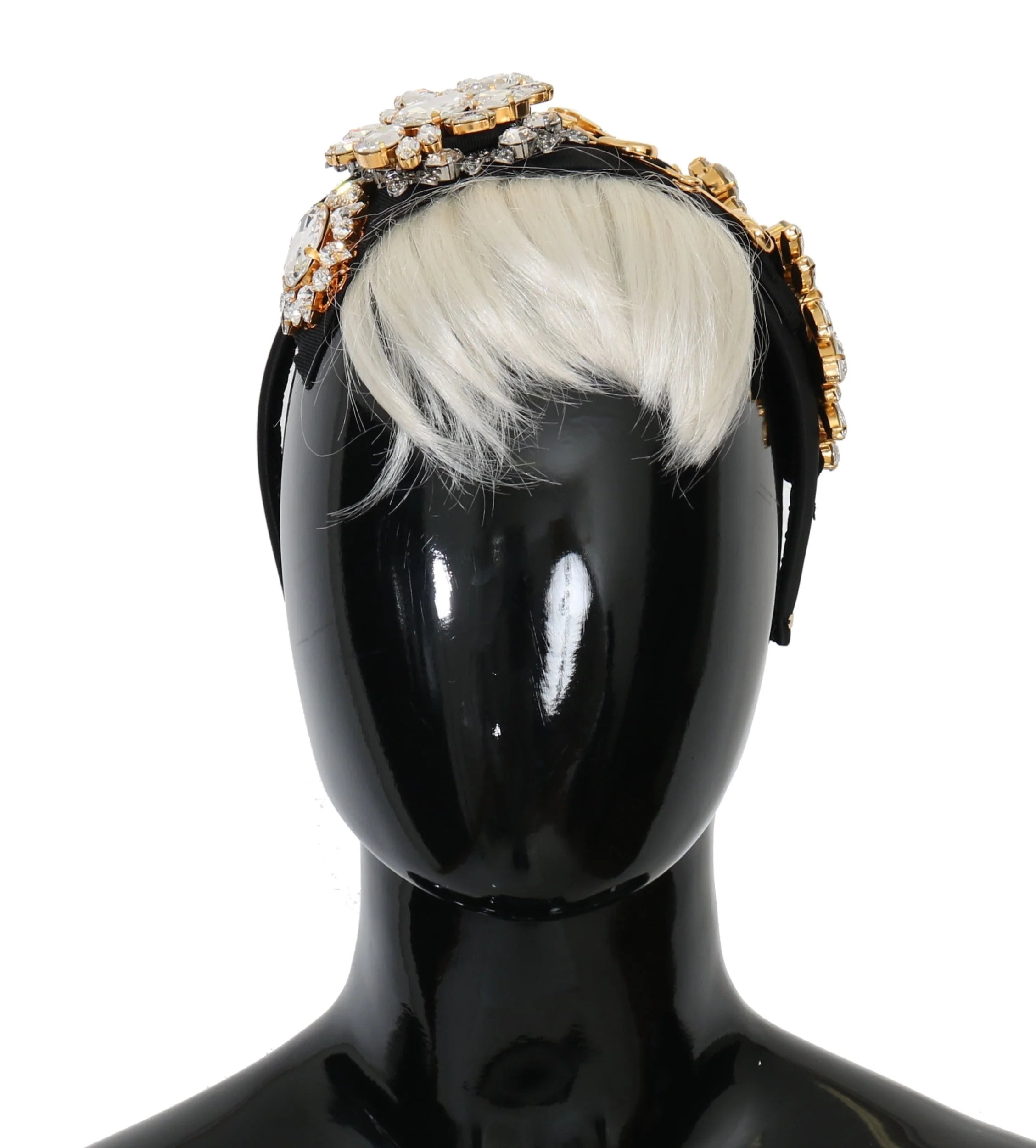 Dolce & Gabbana Black Crystal White Hair Parrucchiera Headband Diadem - Headbands