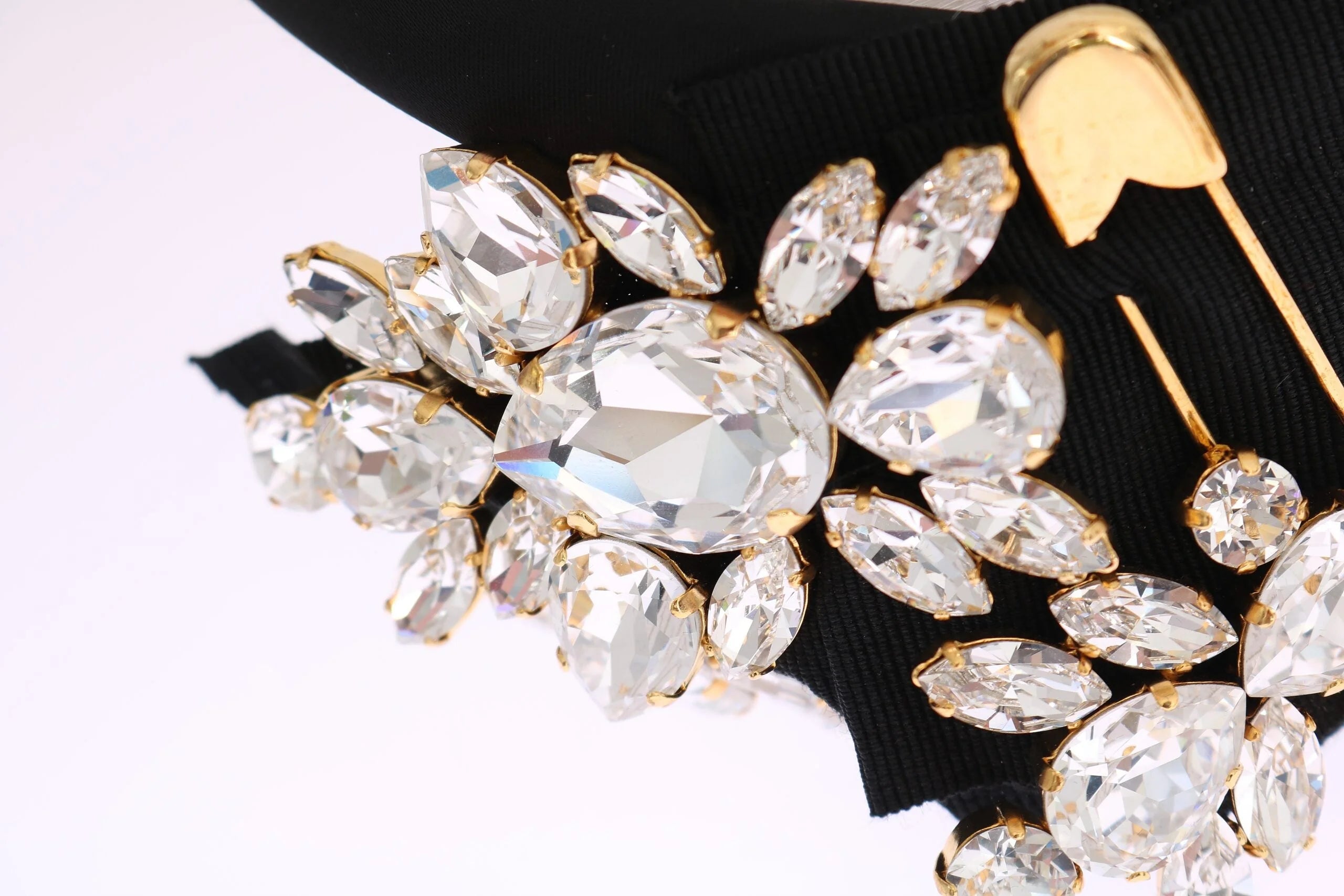 Dolce & Gabbana Black Crystal White Hair Parrucchiera Headband Diadem