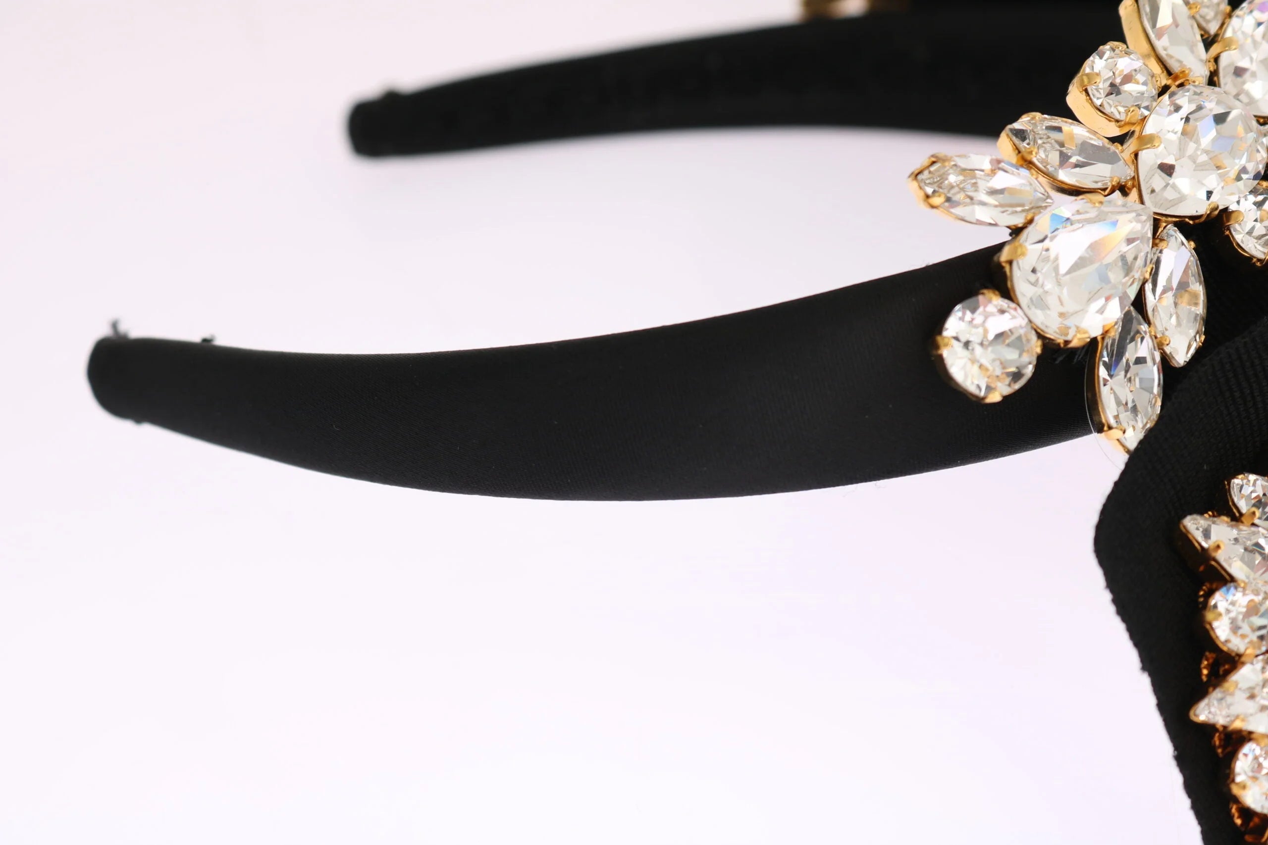 Dolce & Gabbana Black Crystal White Hair Parrucchiera Headband Diadem - Headbands