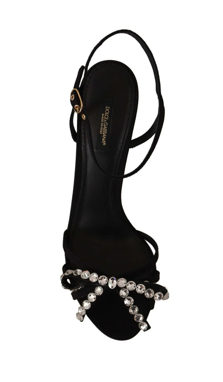 Dolce & Gabbana Black Crystals Ankle Strap Heels Sandals Shoes - Sandals