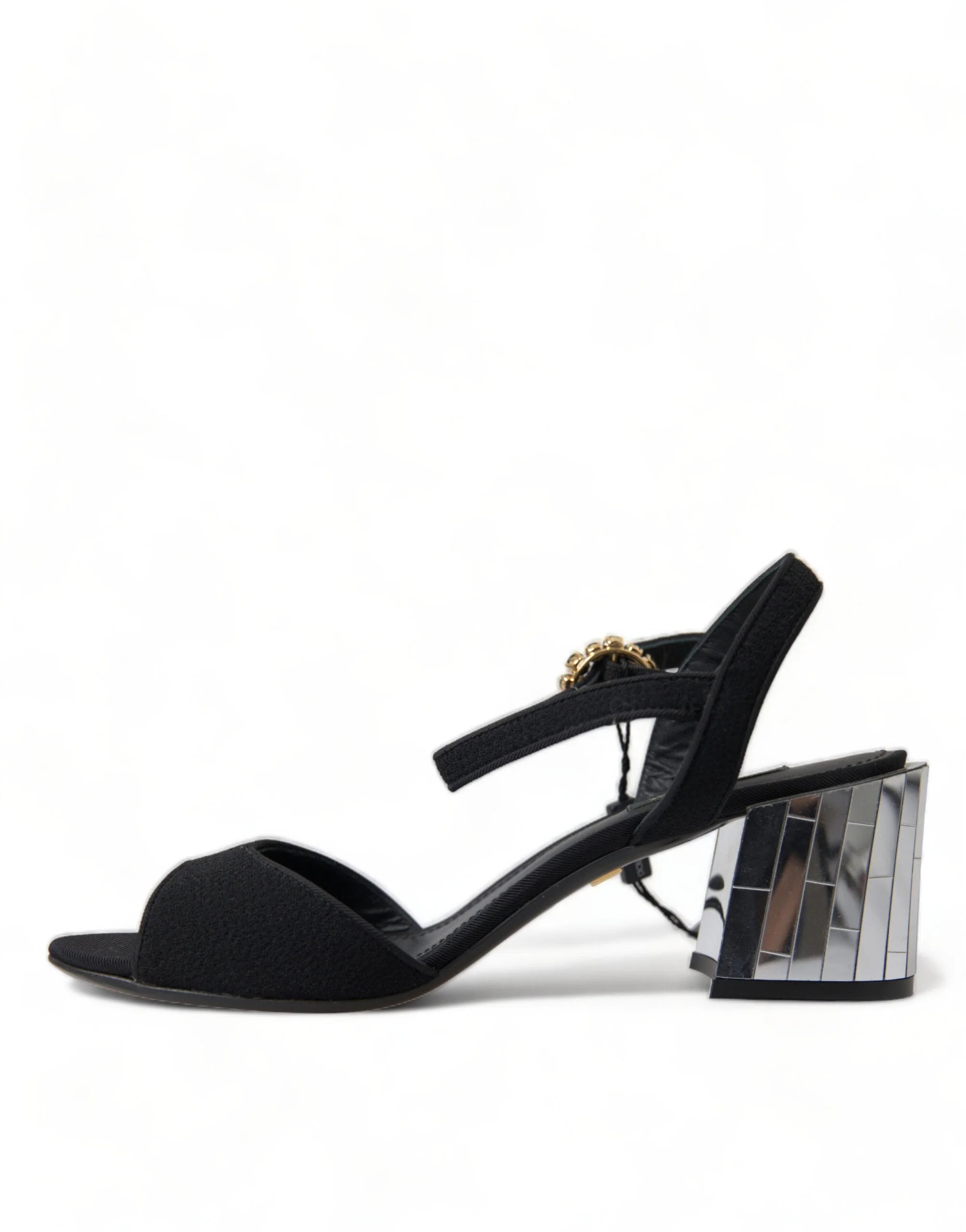 Dolce & Gabbana Black Crystals Ankle Strap Sandals Shoes - EU35/US4.5 - Sandals