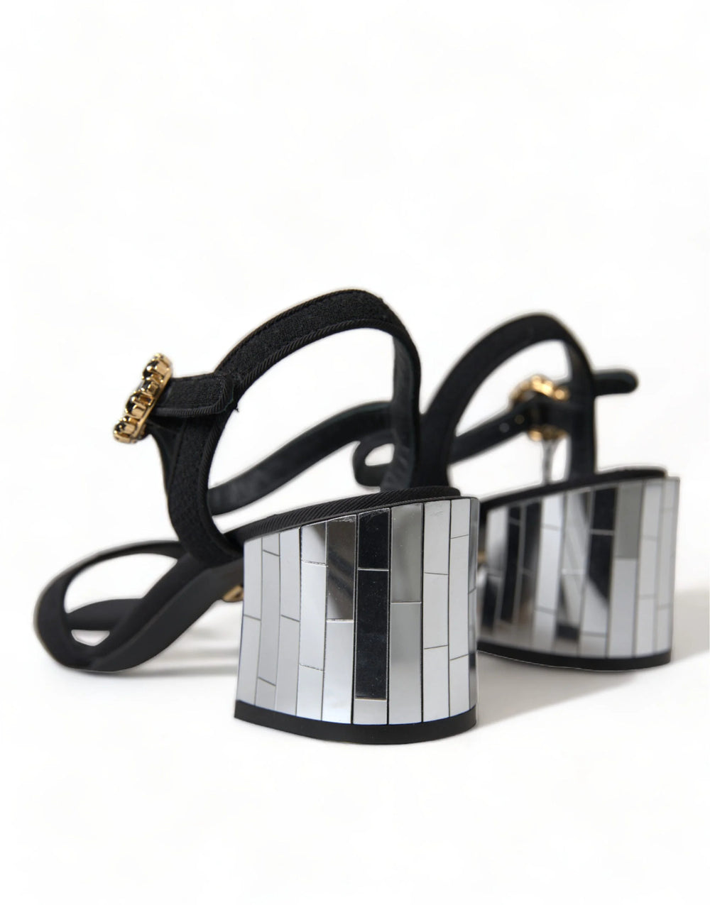 Dolce & Gabbana Black Crystals Ankle Strap Sandals Shoes - EU35/US4.5 - Sandals