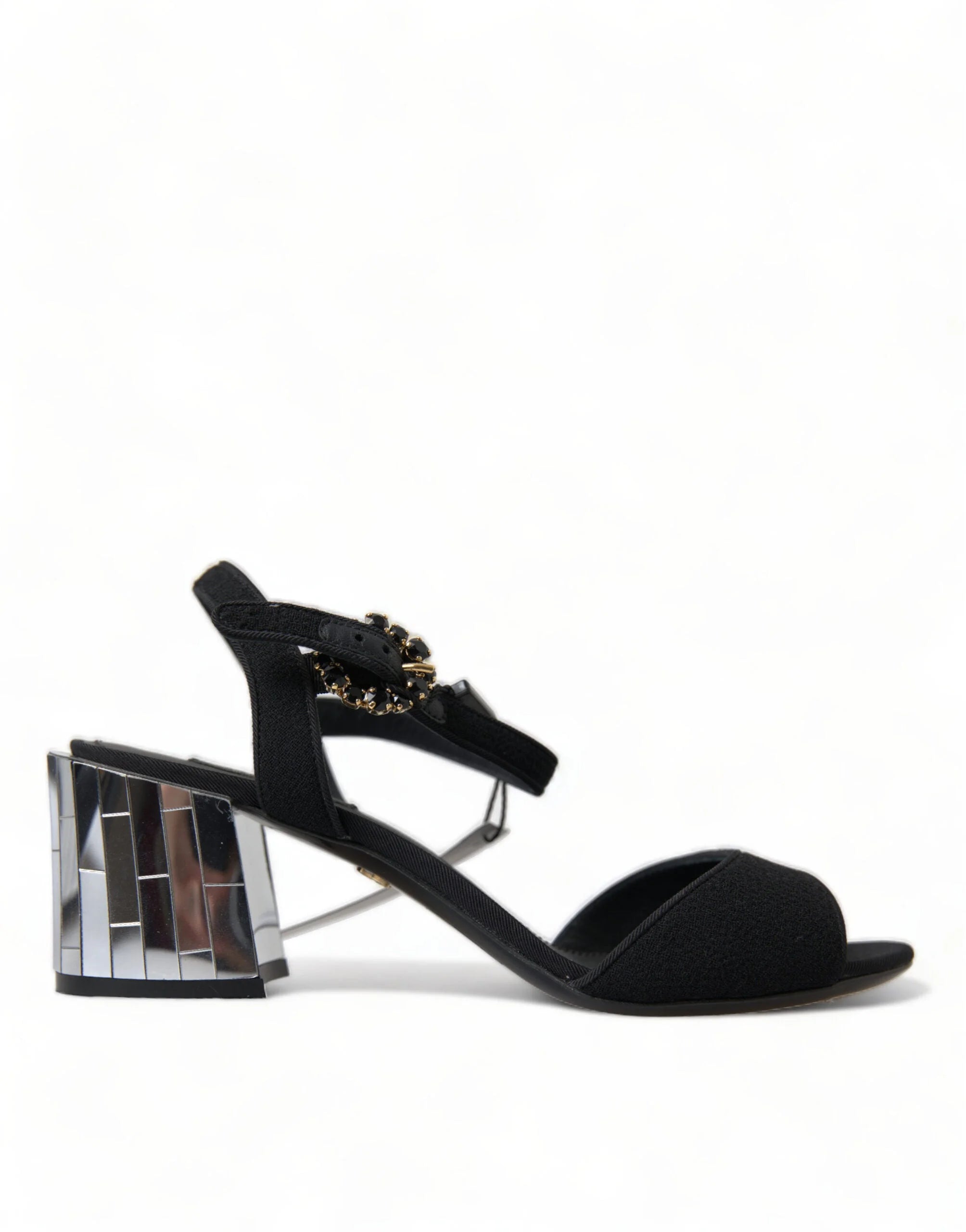 Dolce & Gabbana Black Crystals Ankle Strap Sandals Shoes - EU35/US4.5