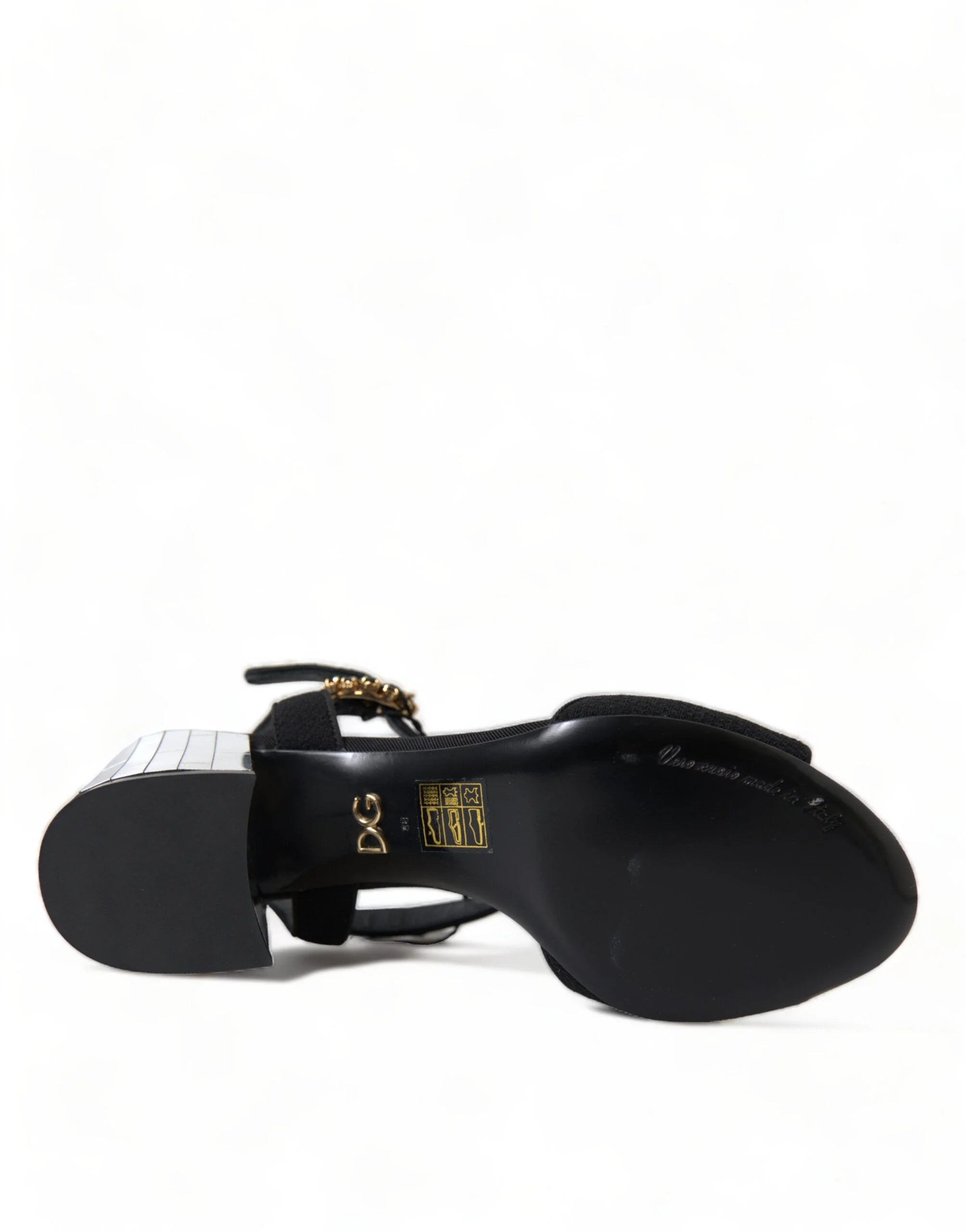 Dolce & Gabbana Black Crystals Ankle Strap Sandals Shoes - EU35/US4.5