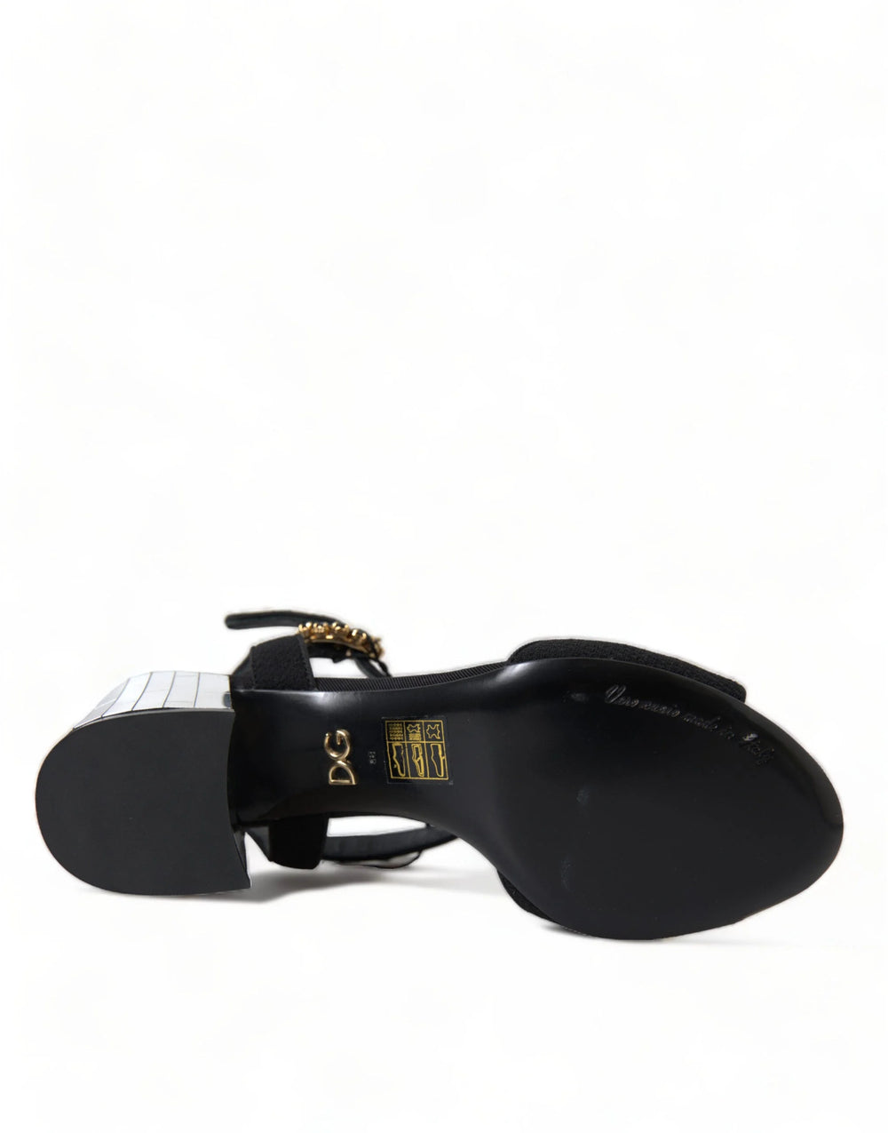 Dolce & Gabbana Black Crystals Ankle Strap Sandals Shoes - EU35/US4.5