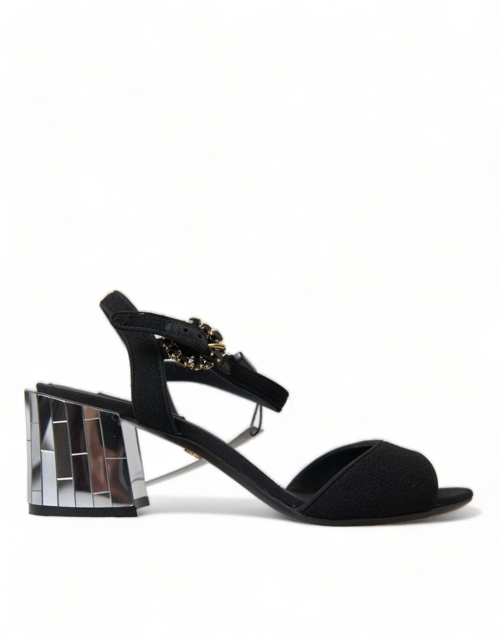 Dolce & Gabbana Black Crystals Ankle Strap Sandals Shoes - EU35/US4.5 - Sandals