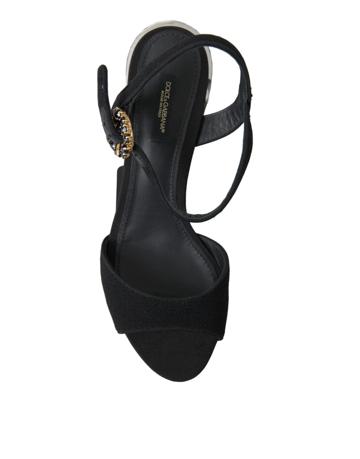 Dolce & Gabbana Black Crystals Ankle Strap Sandals Shoes - EU35/US4.5