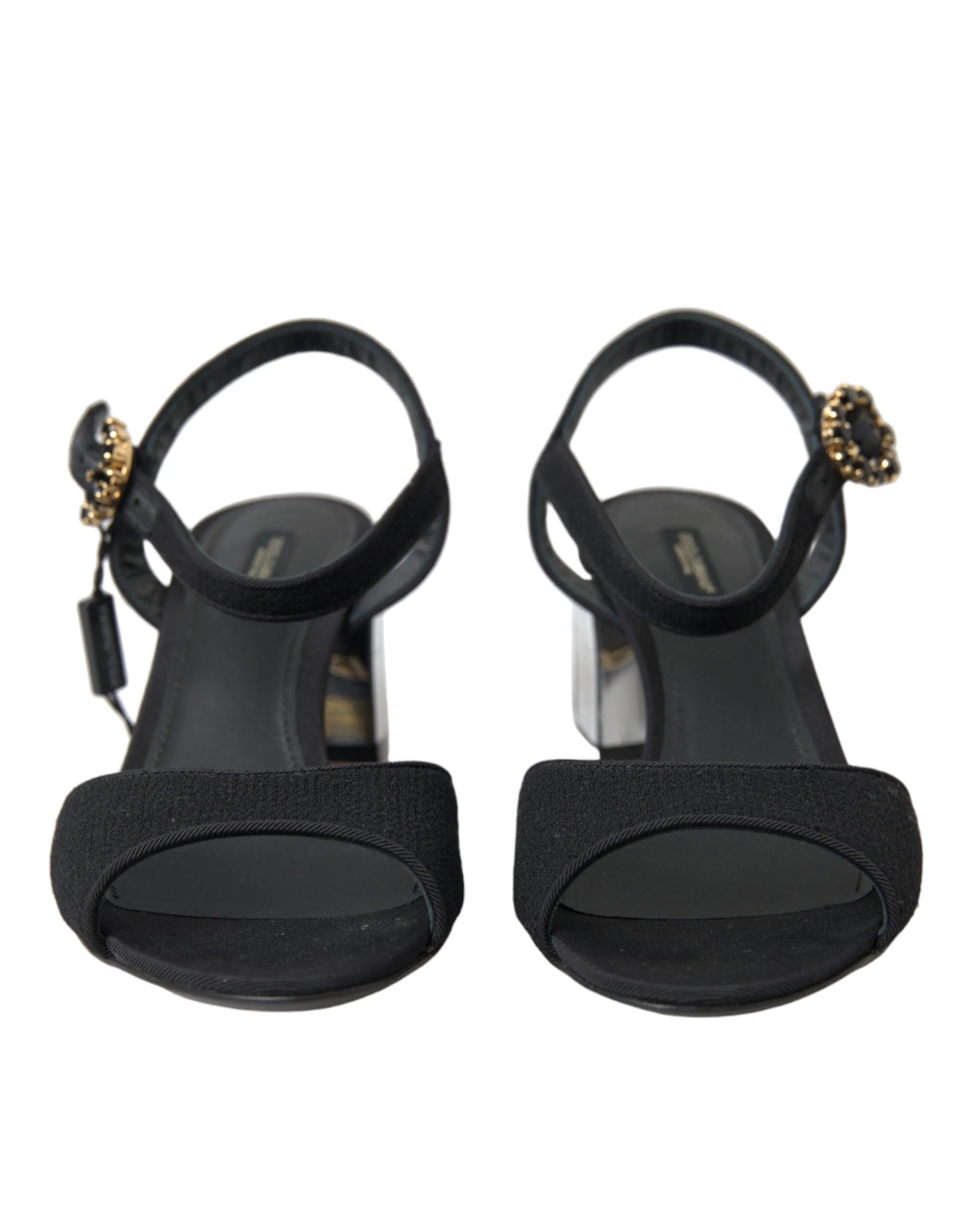 Dolce & Gabbana Black Crystals Ankle Strap Sandals Shoes - EU35/US4.5
