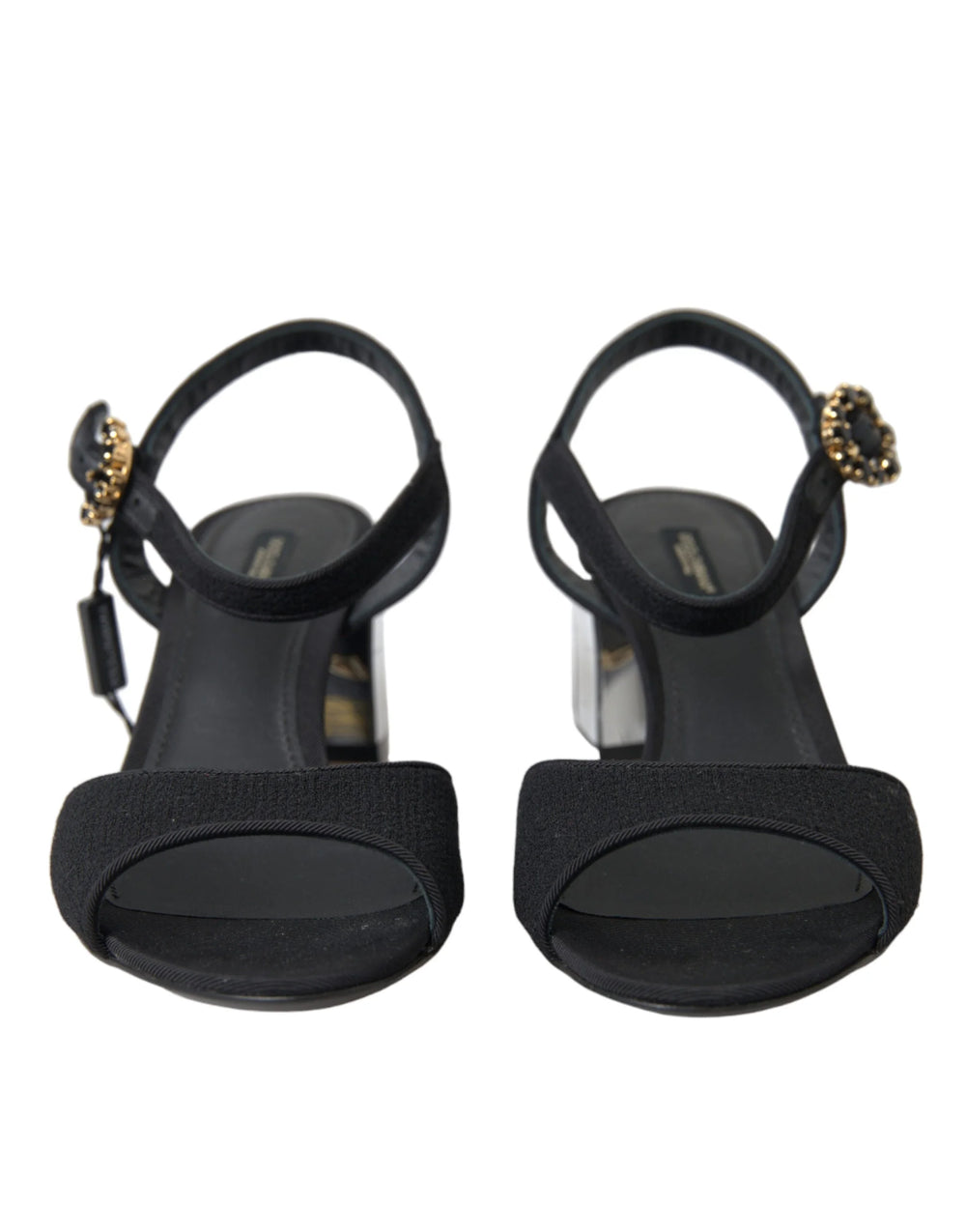 Dolce & Gabbana Black Crystals Ankle Strap Sandals Shoes - EU35/US4.5