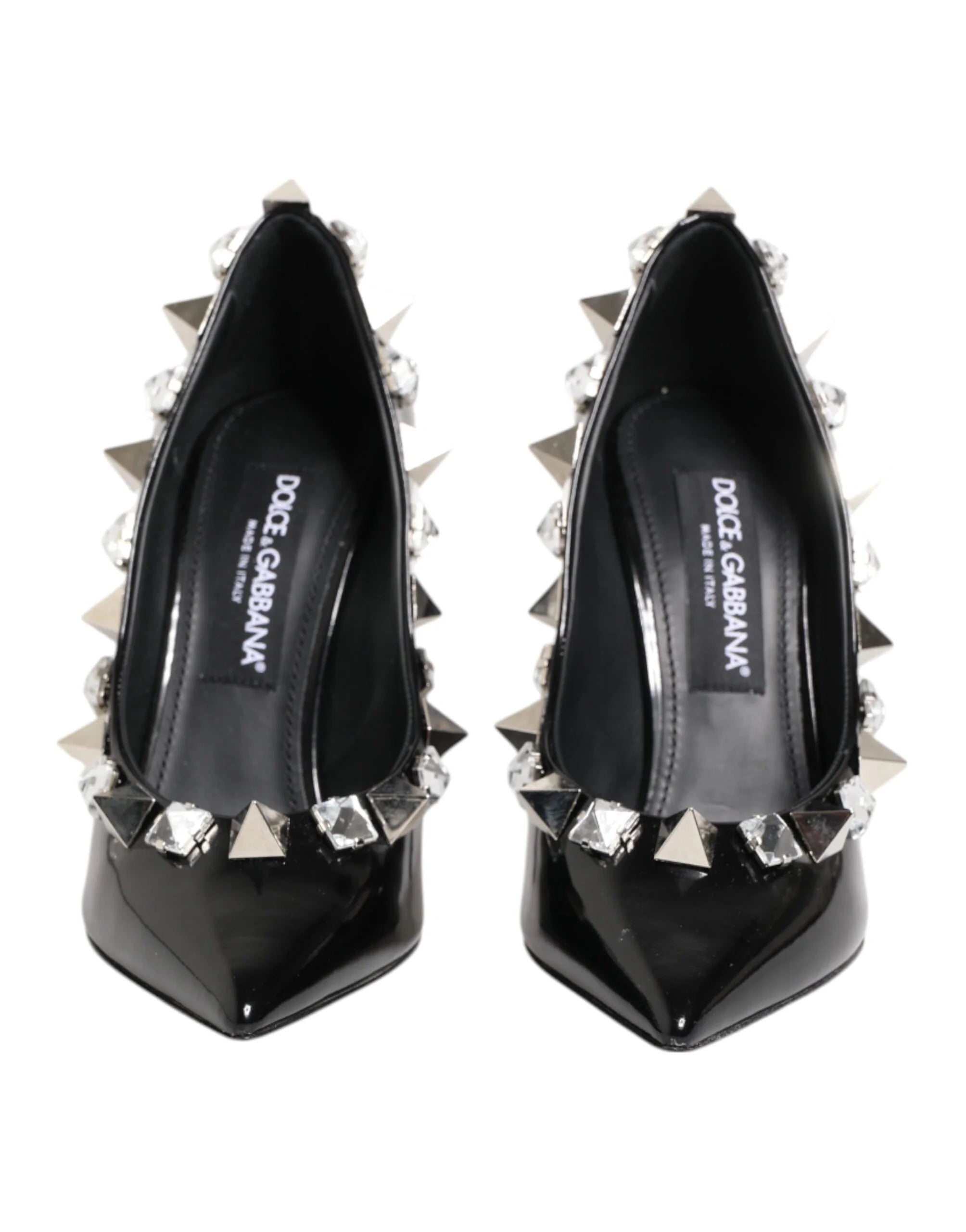 Dolce & Gabbana Black Crystals Studs Stiletto Pumps Shoes - EU39/US8.5 - Heels