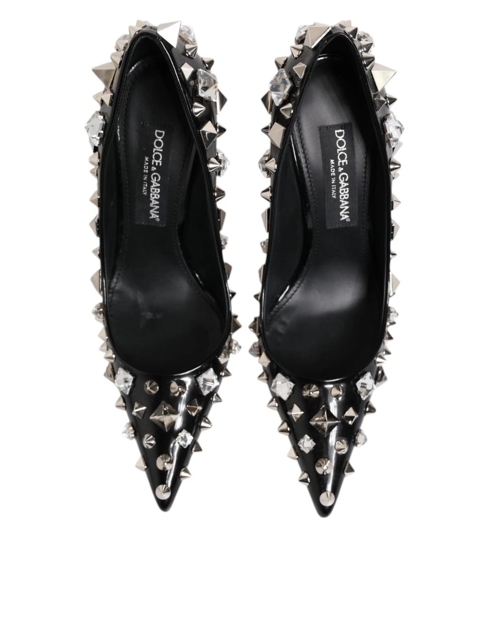 Dolce & Gabbana Black Crystals Studs Stiletto Pumps Shoes - EU39/US8.5 - Heels