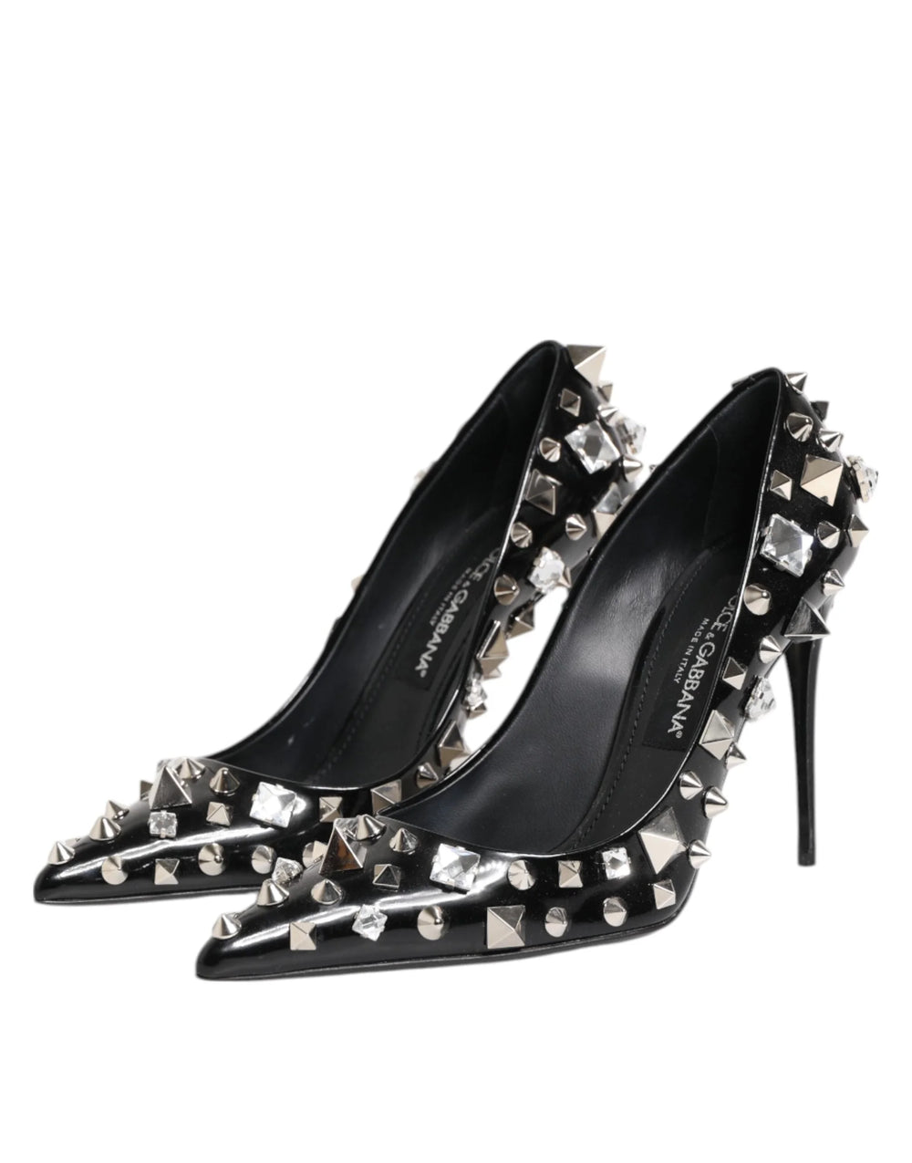 Dolce & Gabbana Black Crystals Studs Stiletto Pumps Shoes - EU39/US8.5 - Heels